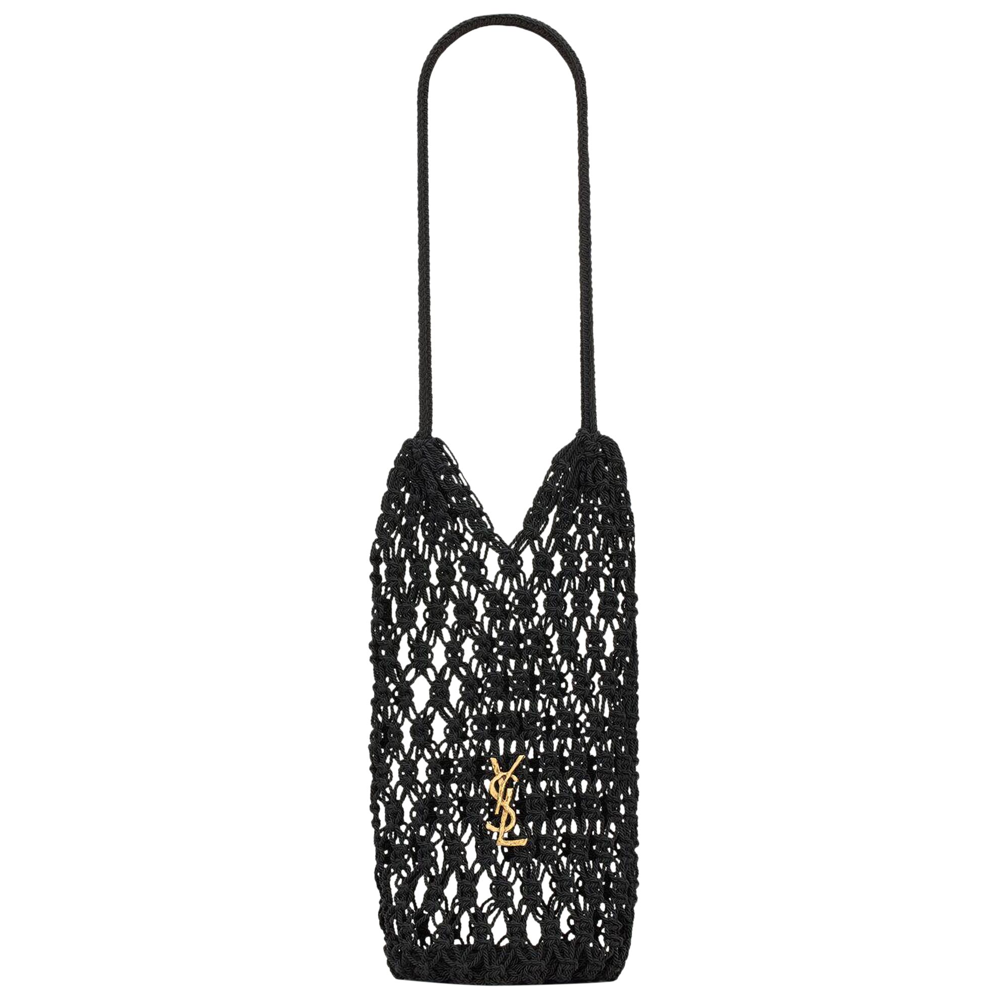 Pre-owned Saint Laurent Cassandre Large Tote In Crochet 'nero' | Black | Women's Size Onesize