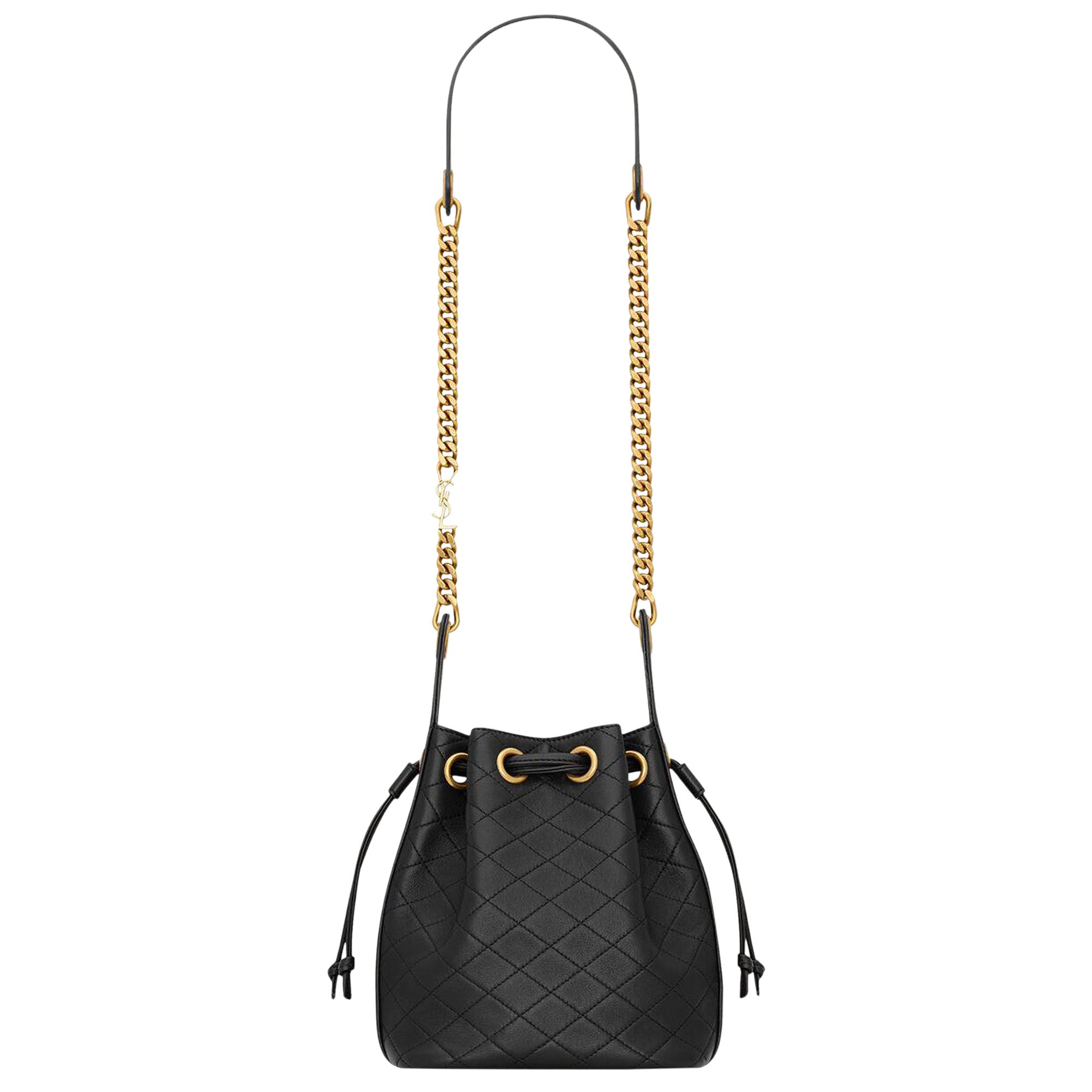 Pre-owned Saint Laurent Cassandre Bucket Bag In Lambskin 'nero' | Black | Women's Size Onesize