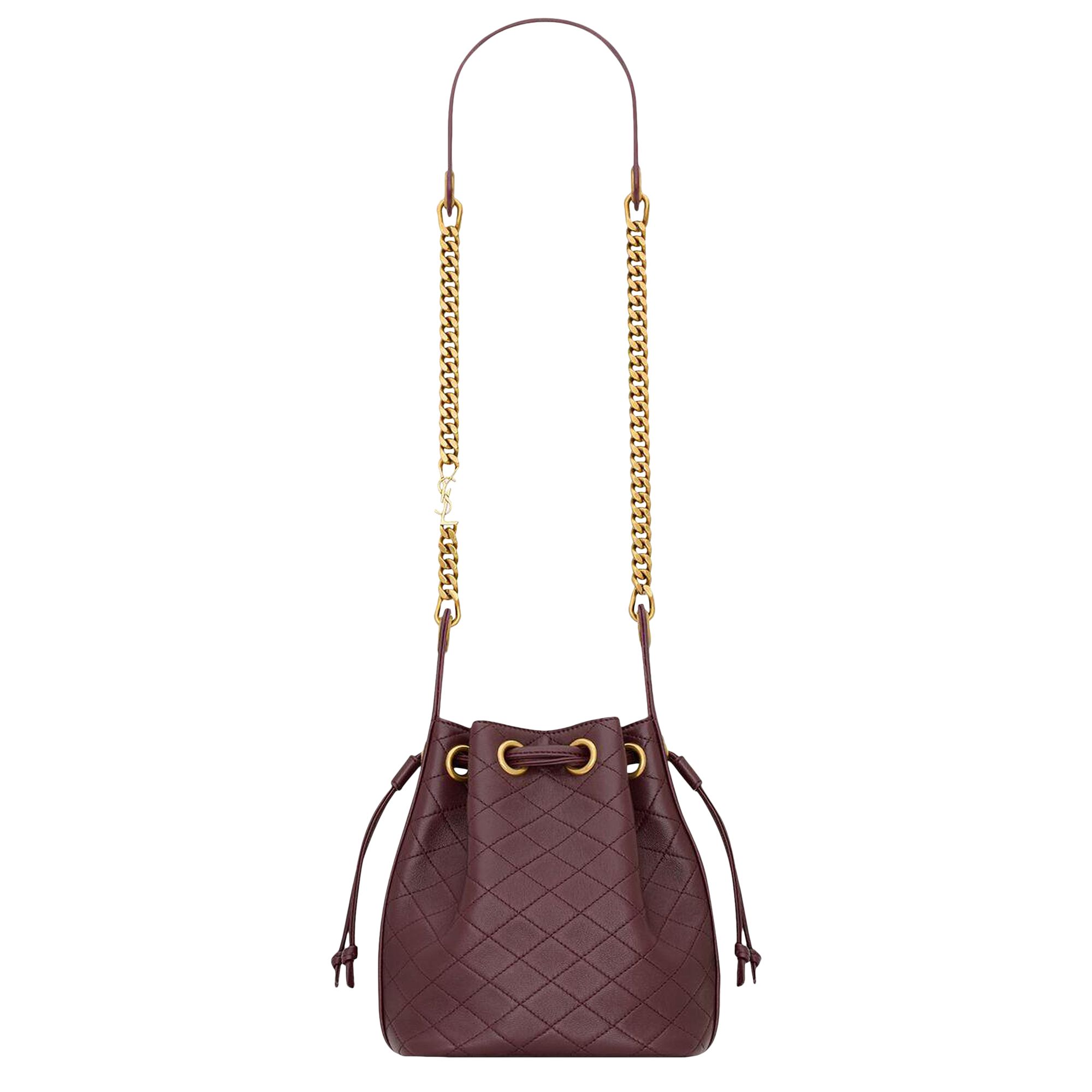 Pre-owned Saint Laurent Cassandre Bucket Bag In Lambskin 'hot Wine' | Red | Women's Size Onesize