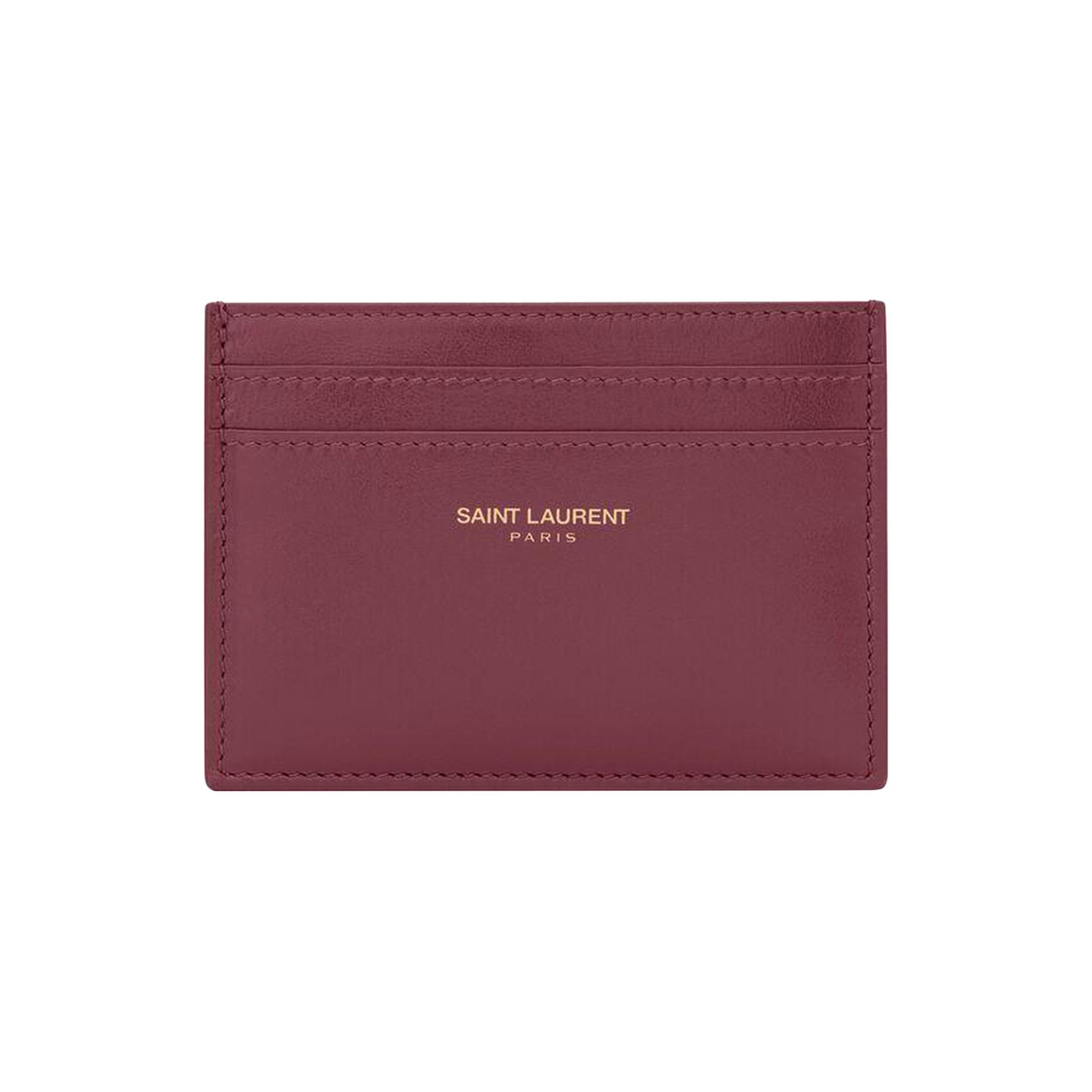 Pre-owned Saint Laurent Paris Card Case In Shiny Leather 'dark Ruby' | Red | Women's Size Onesize