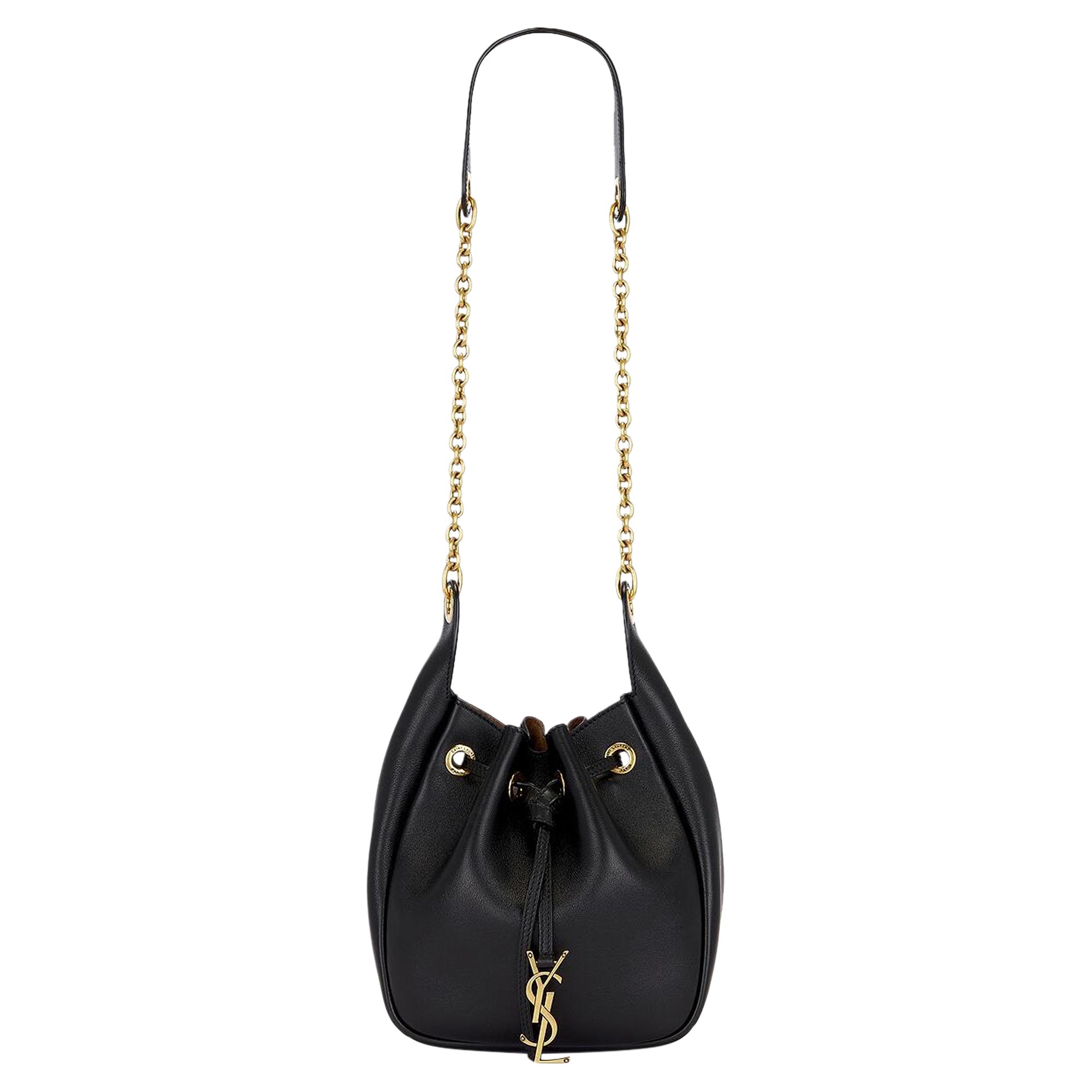 Pre-owned Saint Laurent Cassandre Supple Bucket Bag 'nero/caramel Co' | Black | Women's Size Onesize