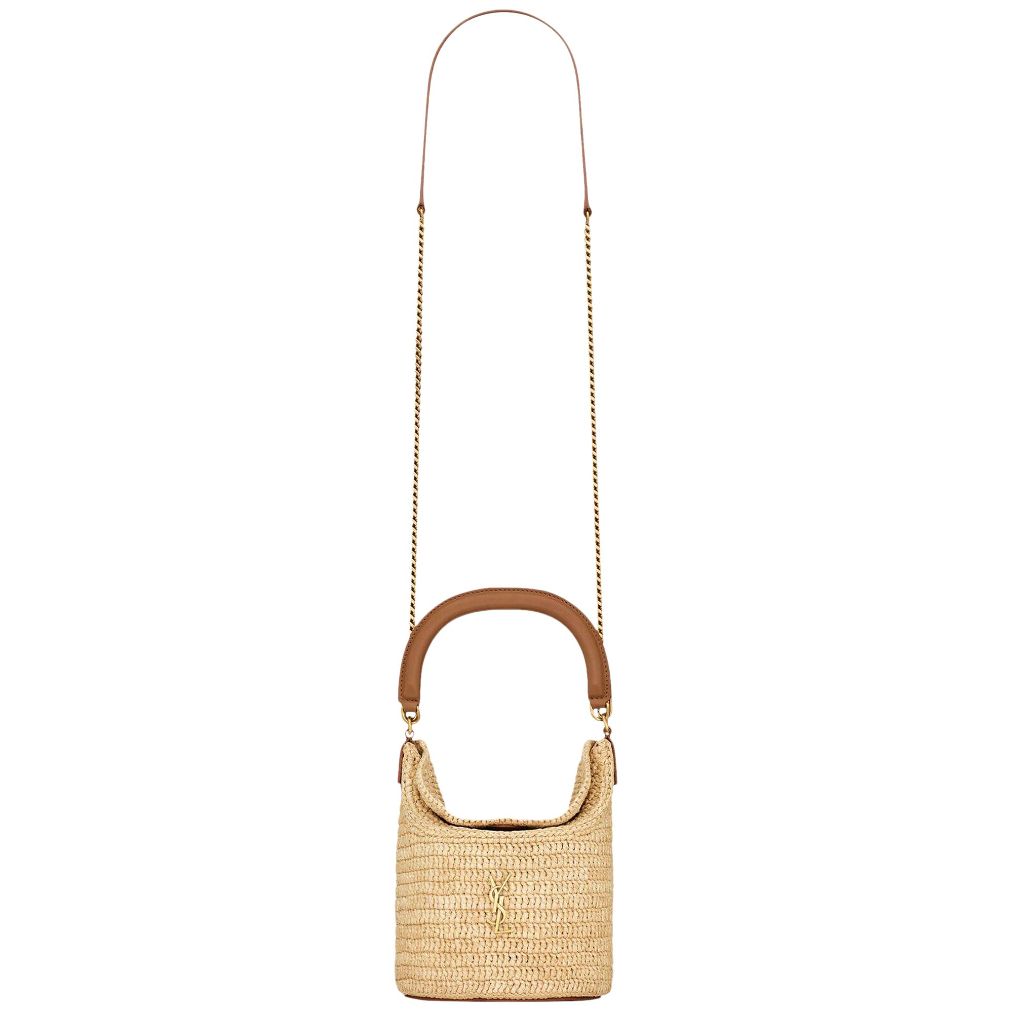 Pre-owned Saint Laurent Gaby Bucket Bag In Raffia 'pale Brown/brick' | Women's Size Onesize