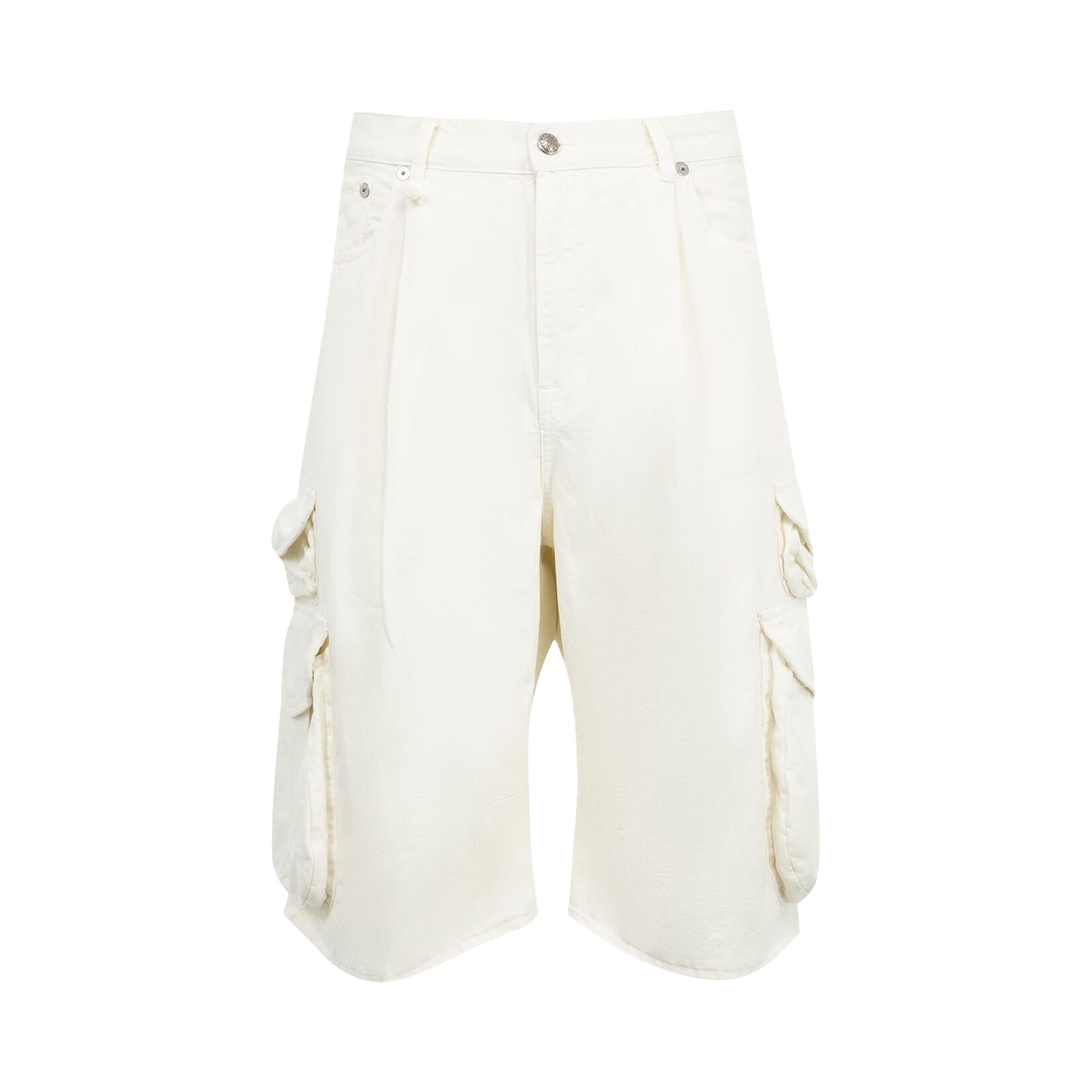 Pre-owned R13 Bermuda Cargo Short 'white Slubby Twill' | Men's Size 36