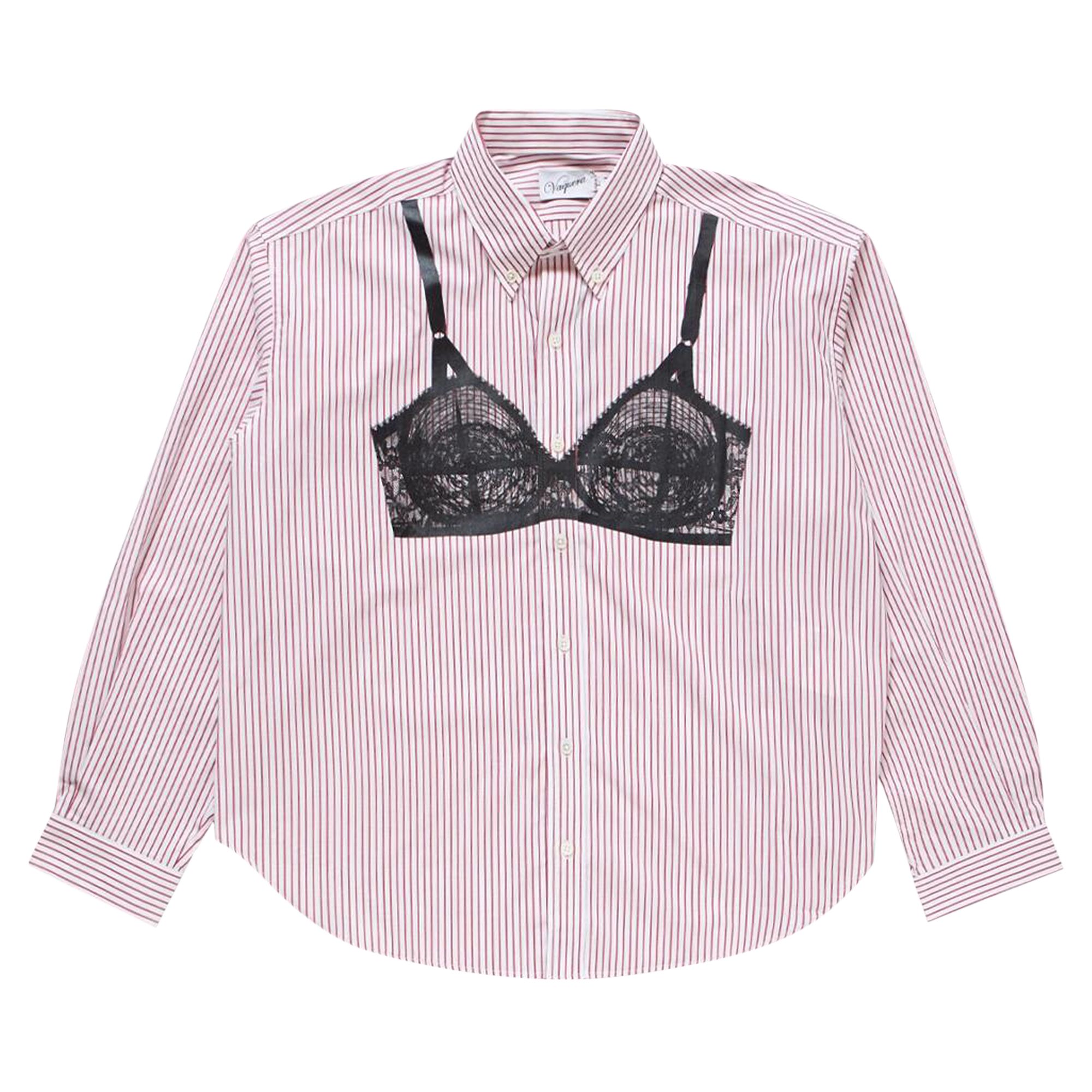 Pre-owned Vaquera Trompe L'oeil Button Down 'white/red' | Women's Size Xl