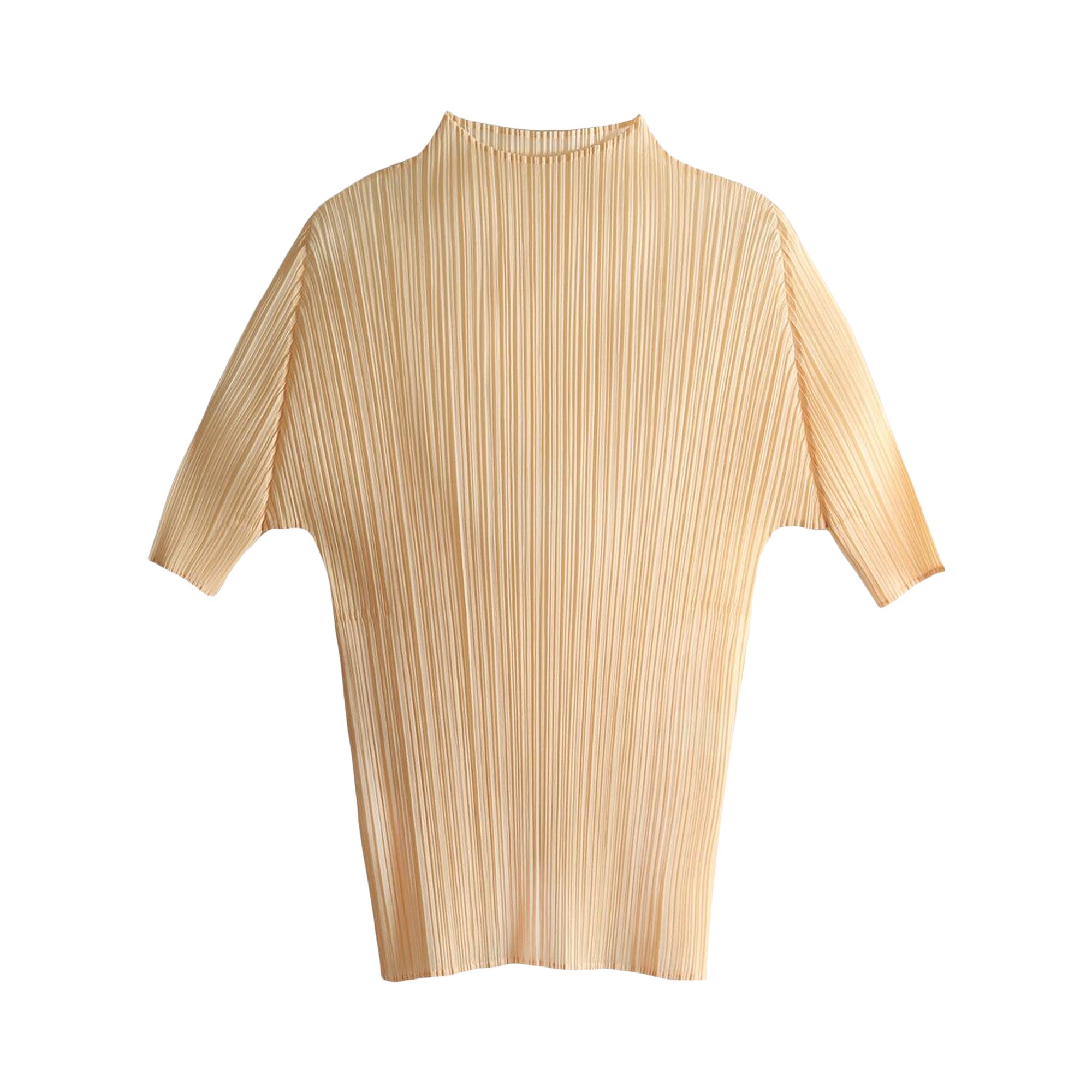 Pre-owned Issey Miyake Pleats Please Lucid Pleats Shirt 'cream Yellow' | Women's Size Onesize