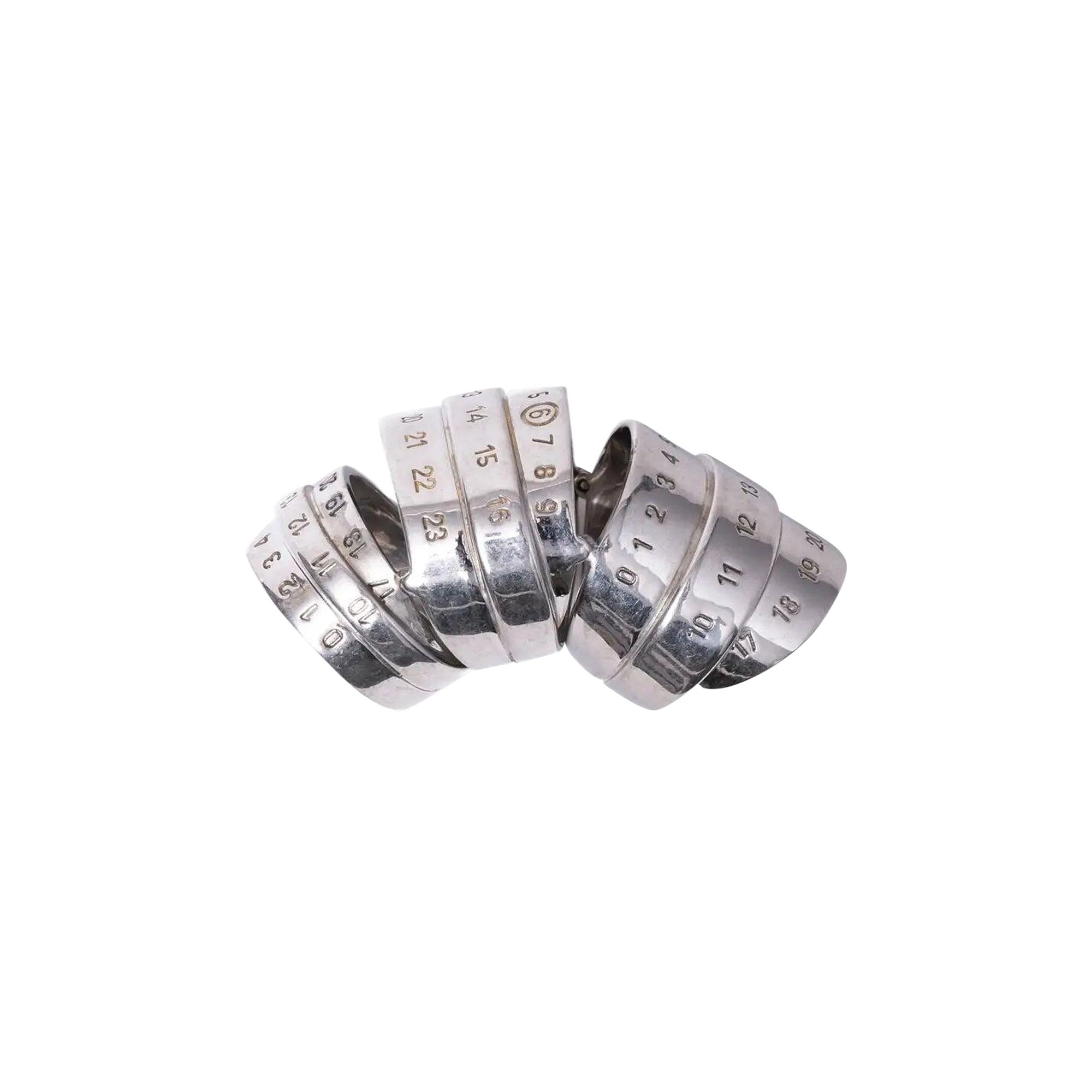 Pre-owned Mm6 Maison Margiela Numeric Triple Ring 'silver' | Men's Size M