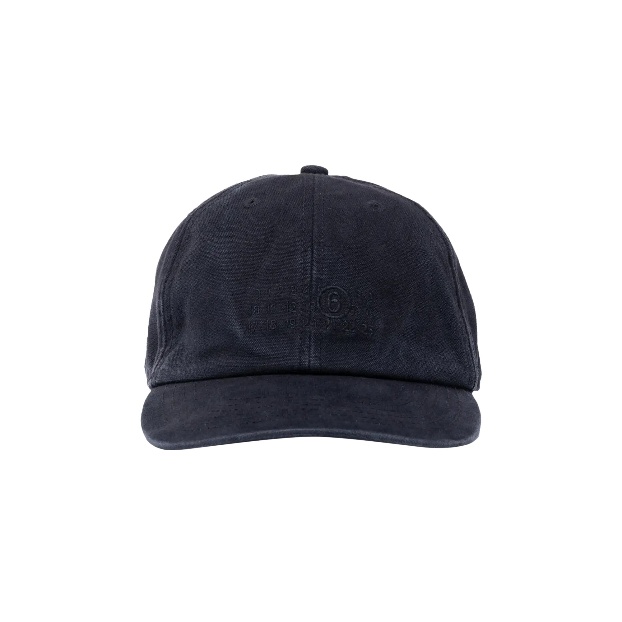 Pre-owned Mm6 Maison Margiela Tonal Embroidered Washed Black Cap 'washed Black' | Men's Size M