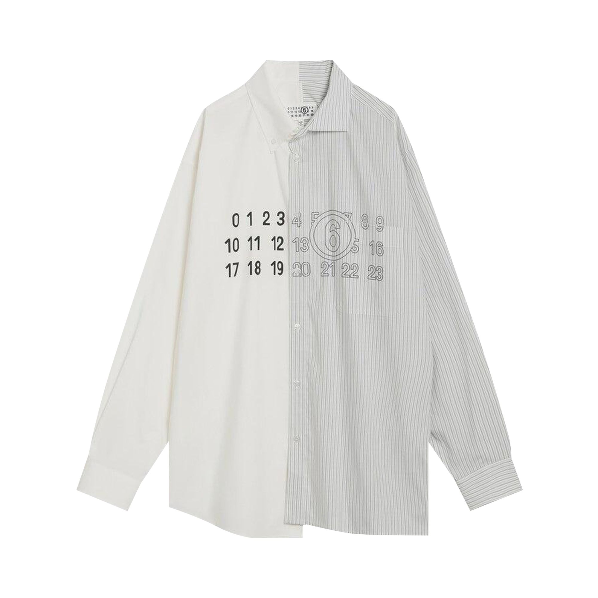 Pre-owned Mm6 Maison Margiela Poplin Shirt 'stripes Grey White' | Men's Size 52 In Gray