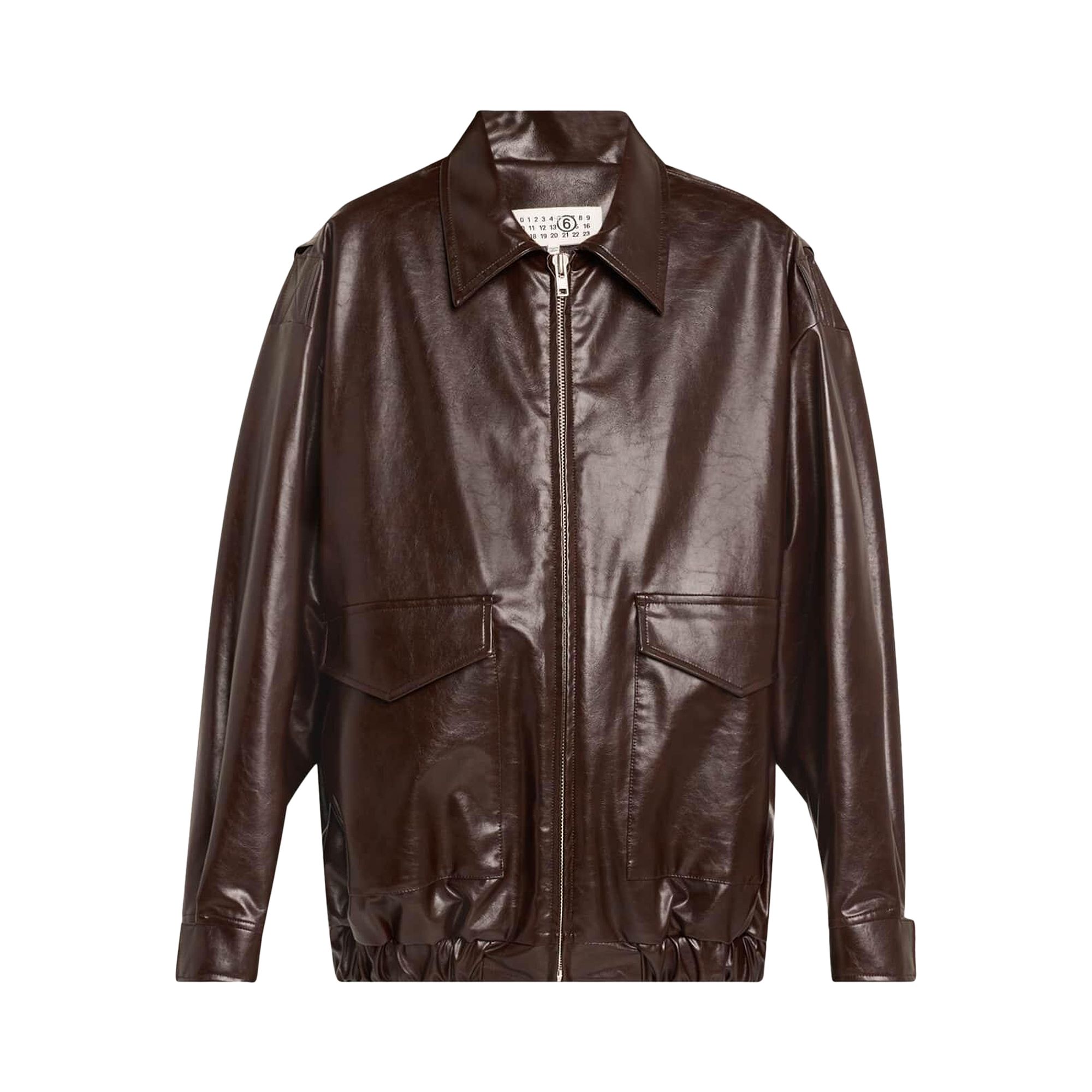 Pre-owned Mm6 Maison Margiela Faux Leather Jacket 'burgundy' | Brown | Men's Size 48