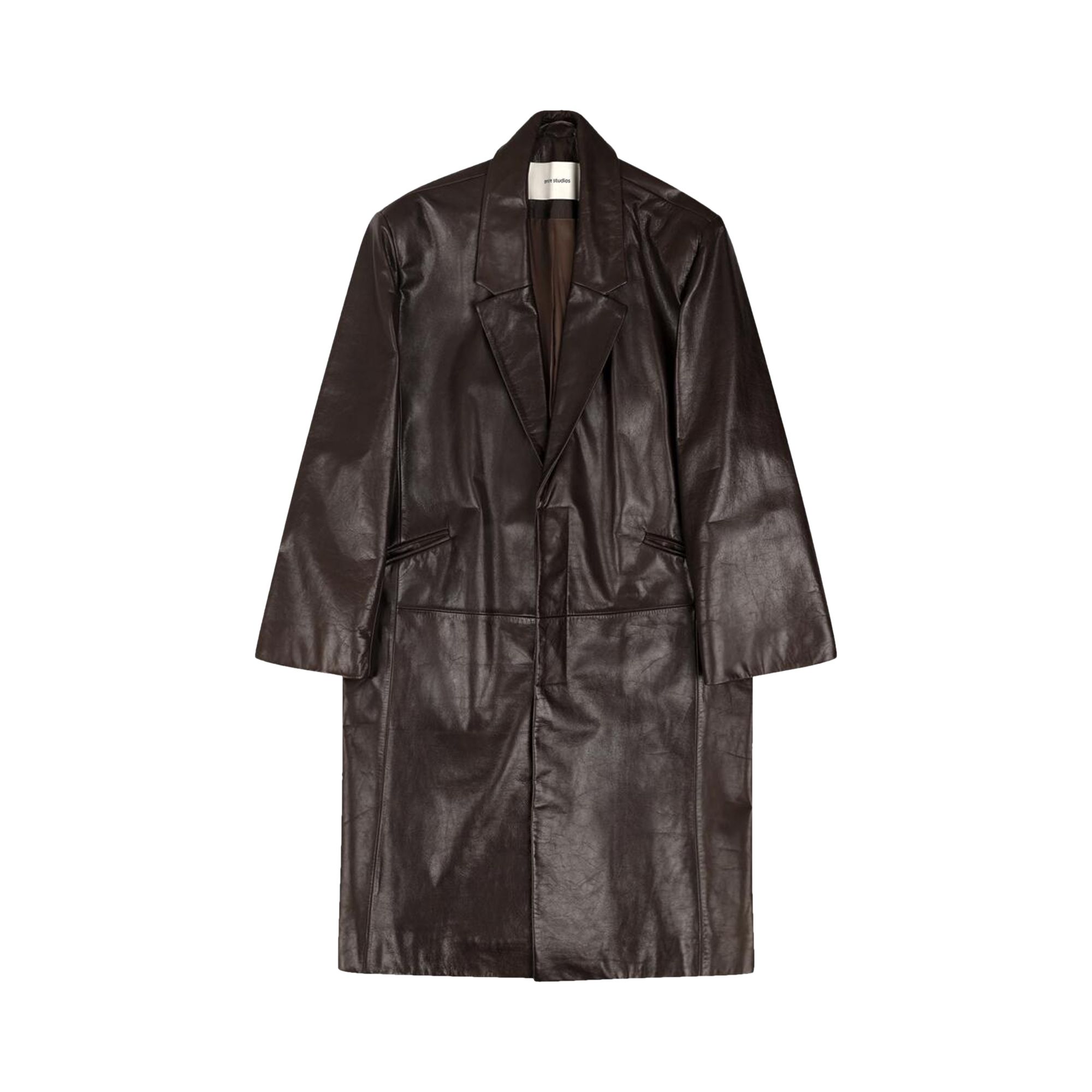 Pre-owned Entire Studios Single Breasted Leather Coat 'darkbrown' | Men's Size Xs In Brown