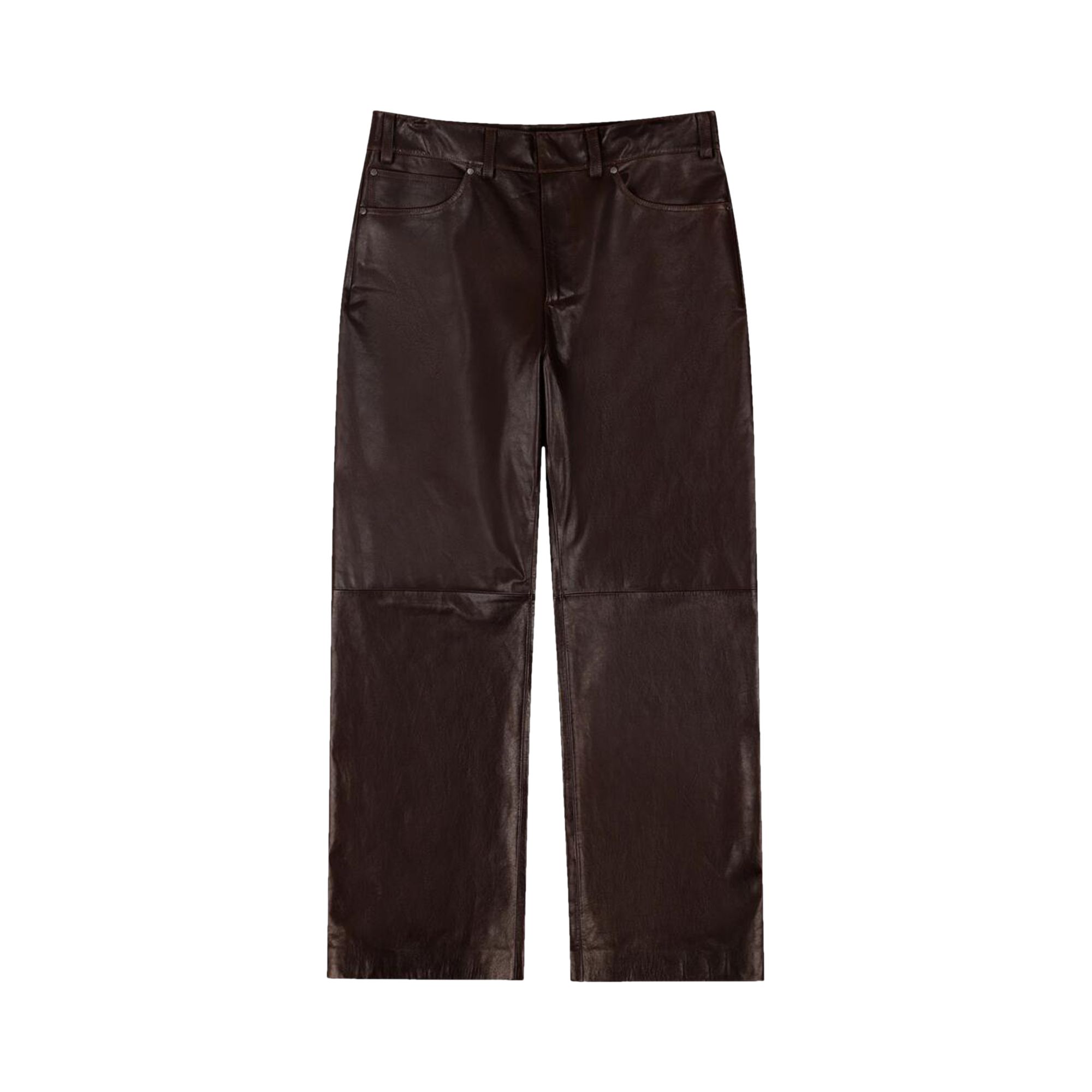 Pre-owned Entire Studios Leather Straight Leg Pant 'darkbrown' | Men's Size M In Brown