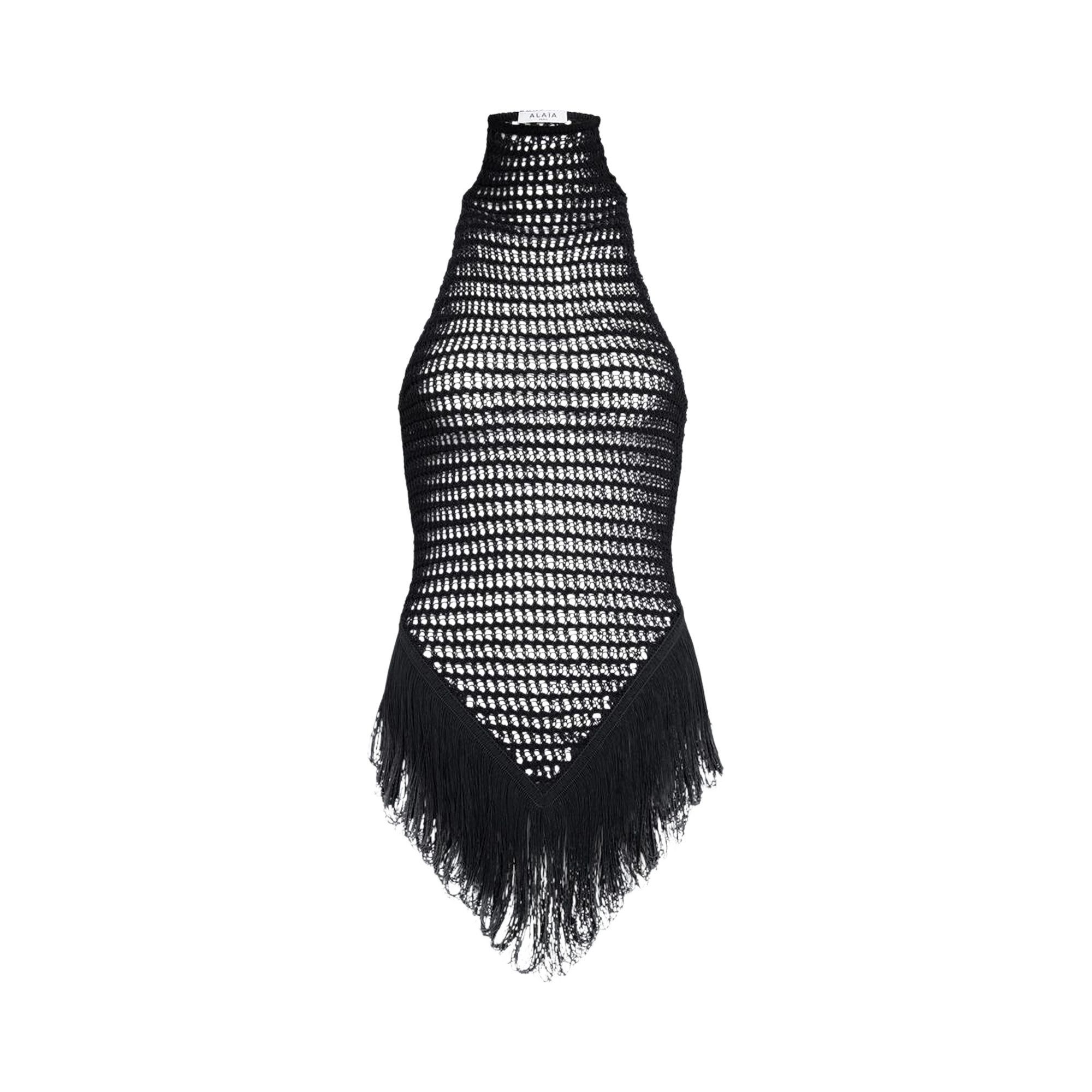 Pre-owned Alaïa Fringe Top 'noir Alaia' | Black | Women's Size 34