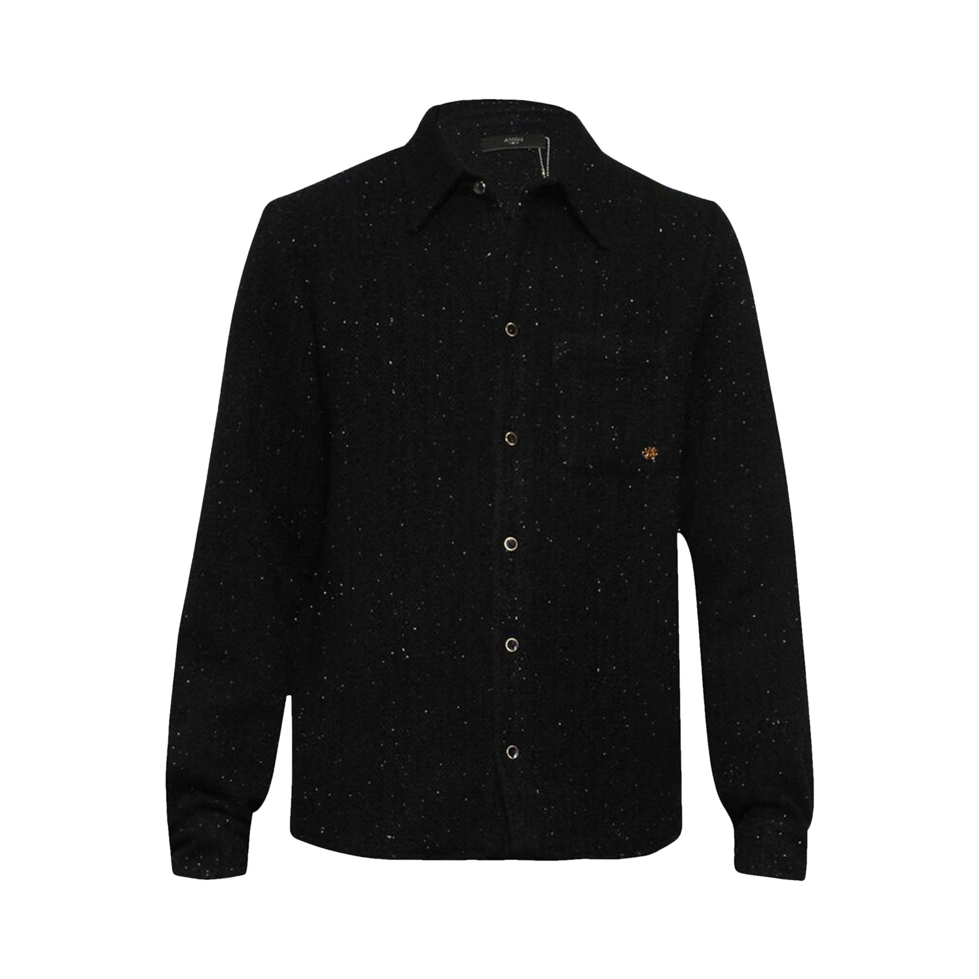 Pre-owned Amiri Shimmer Boucle Long-sleeve Shirt 'black' | Men's Size 48