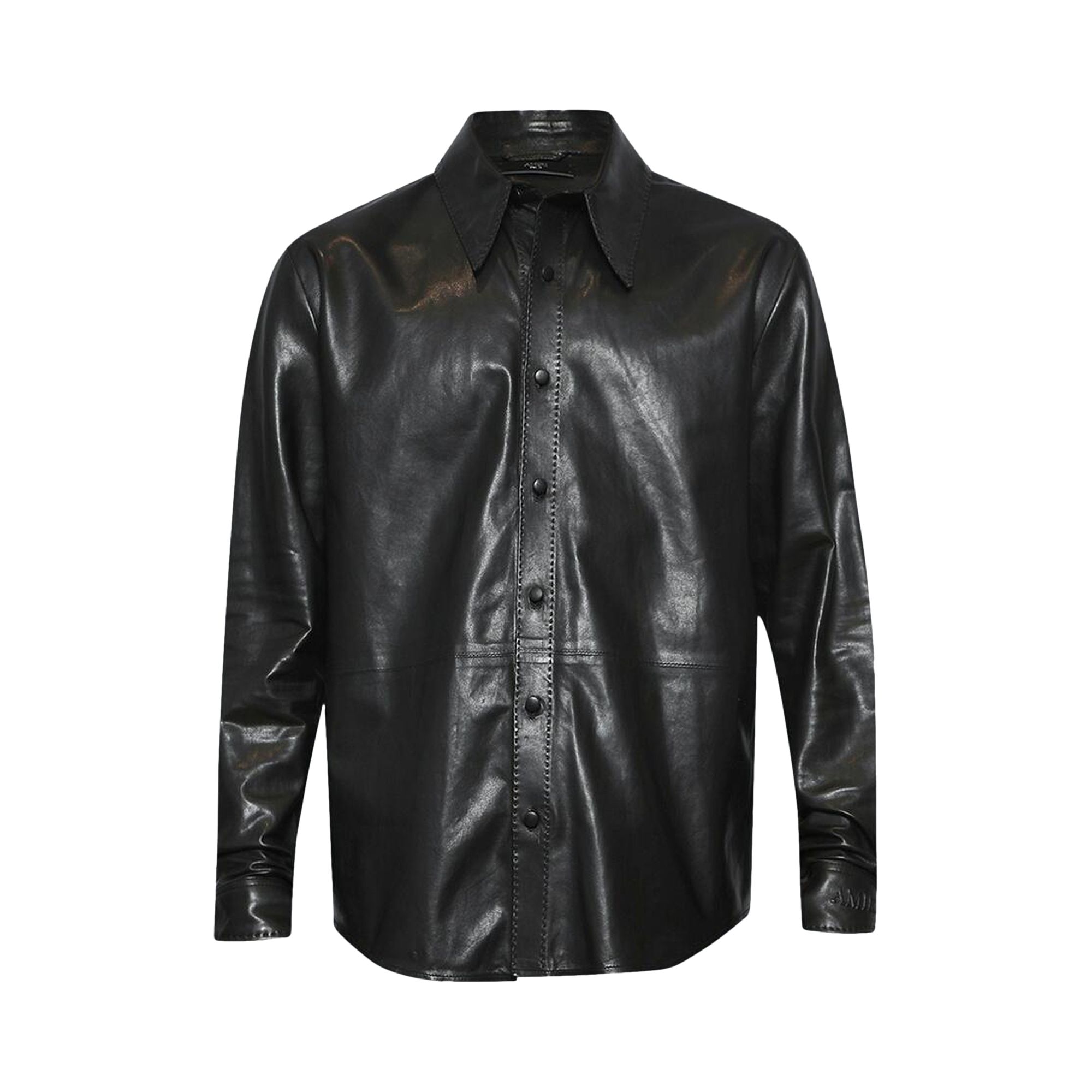 Pre-owned Amiri Lightweight Leather Long-sleeve Shirt 'black' | Men's Size 48