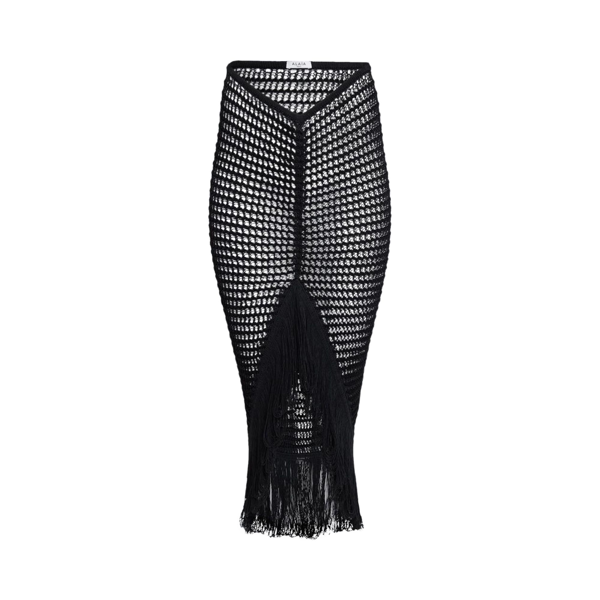 Pre-owned Alaïa Crochet Skirt 'noir Alaia' | Black | Women's Size 38