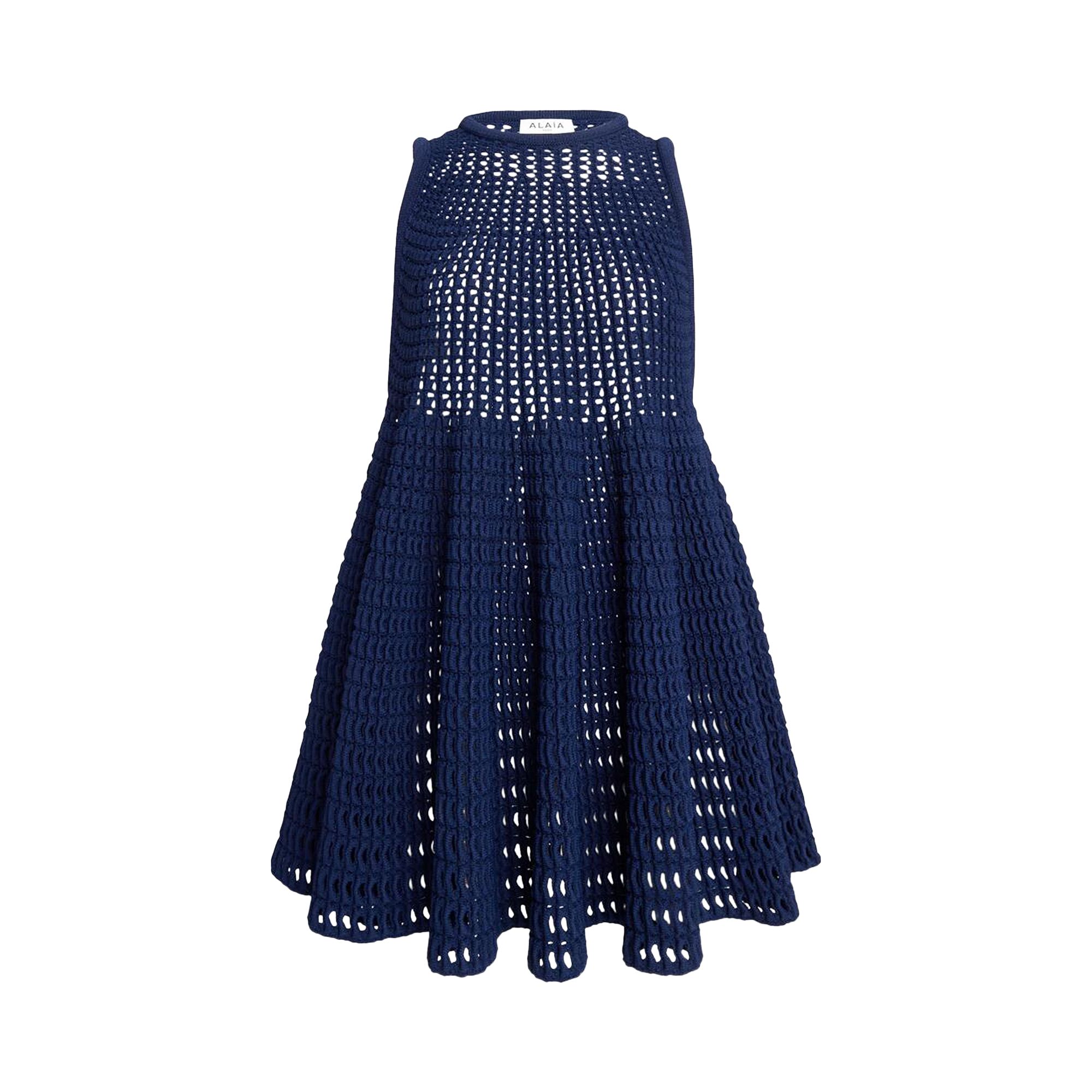 Pre-owned Alaïa Waffle Dress 'minuit' | Blue | Women's Size 38