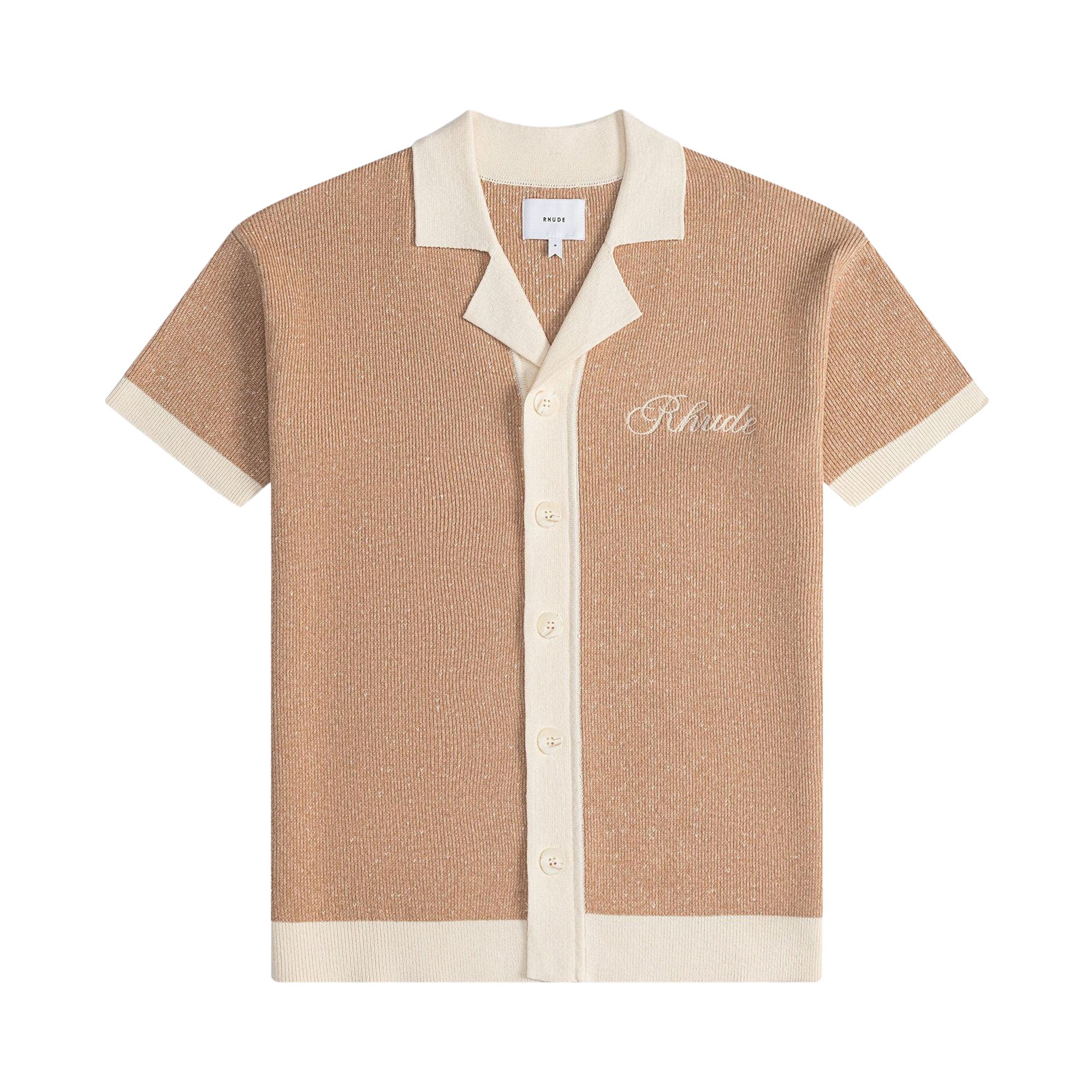 RHUDE Pre-owned Contrast Knit Button-up Polo 'brown' | Men's Size Xs