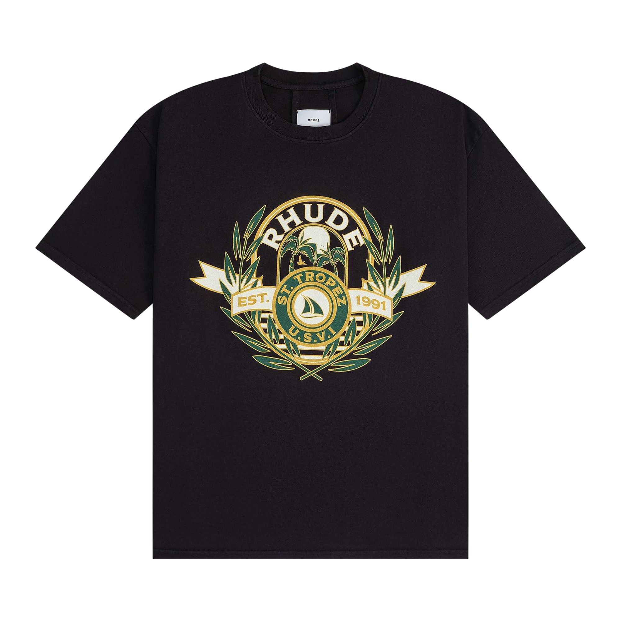 Pre-owned Rhude St.tropez Yacht Crest Tee 'vintage Black' | Men's Size Xs