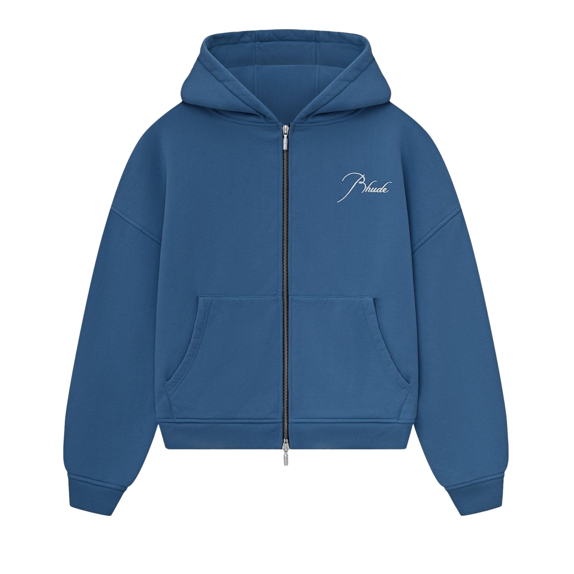 Pre-owned Rhude Zip Up Hoodie 'blue' | Black | Men's Size Xs