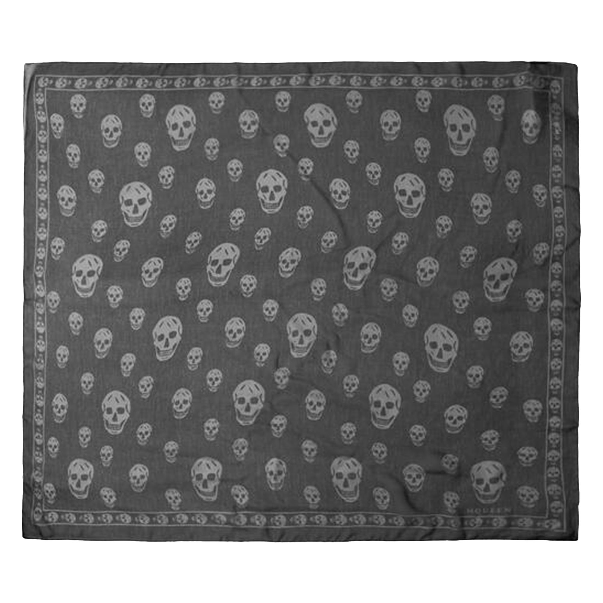 Pre-owned Mcq By Alexander Mcqueen Mcq Skull Silk Scarf 'black/ivory' | Men's Size Onesize