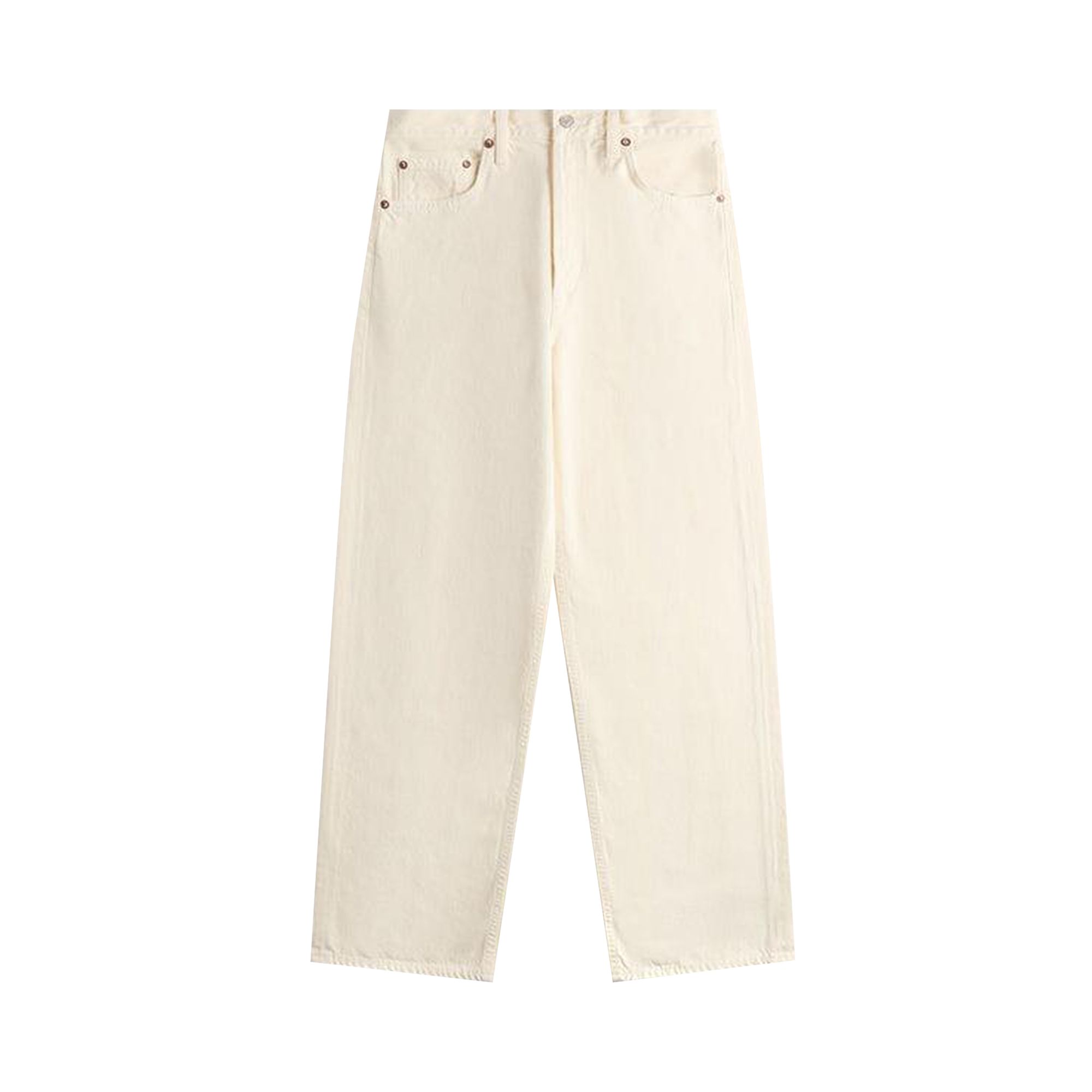 Pre-owned Agolde Low Slung Baggy Denim 'solar' | Cream | Women's Size 25 In White