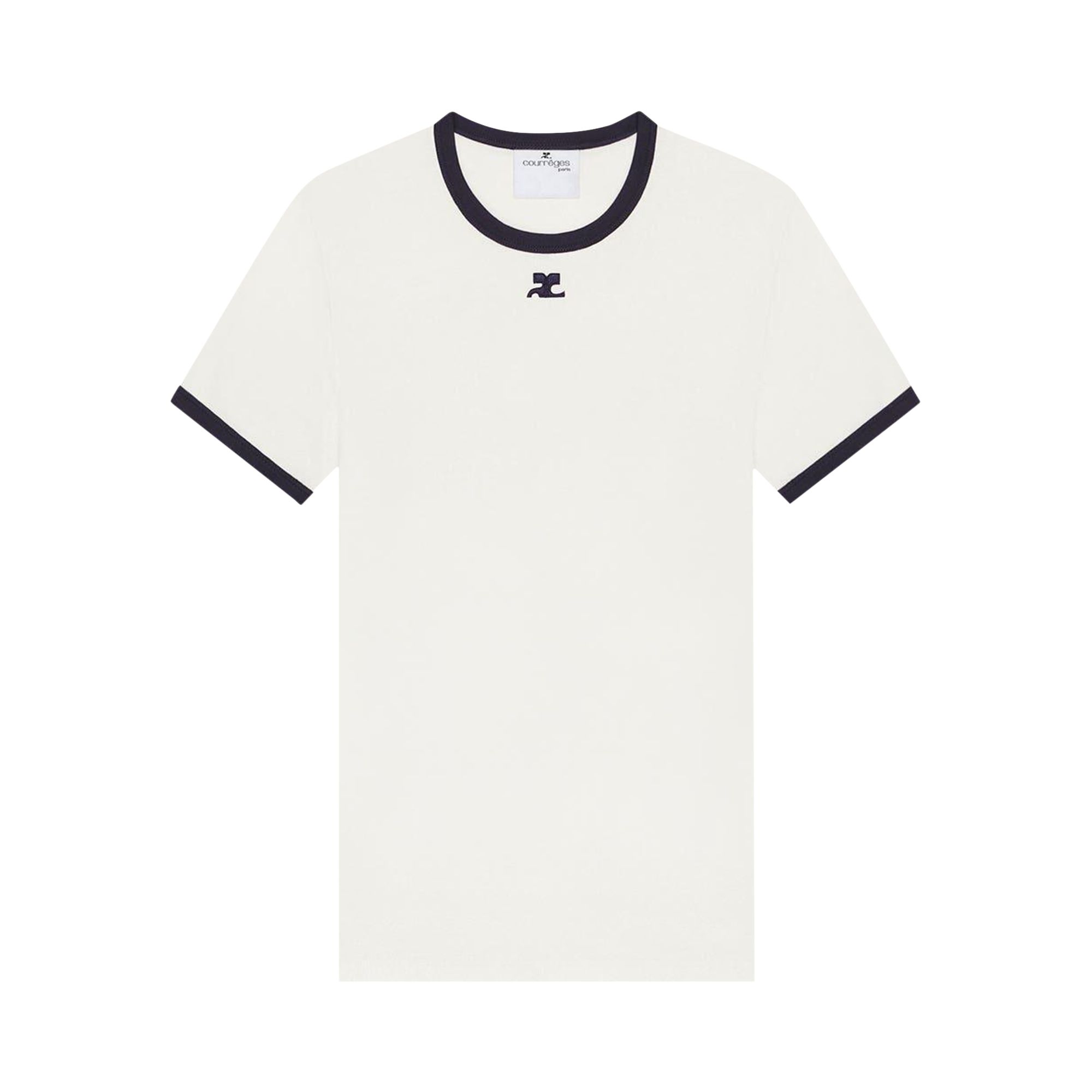 Pre-owned Courrèges Signature Contrast T-shirt 'blanc Heritage/navy' | White | Men's Size M