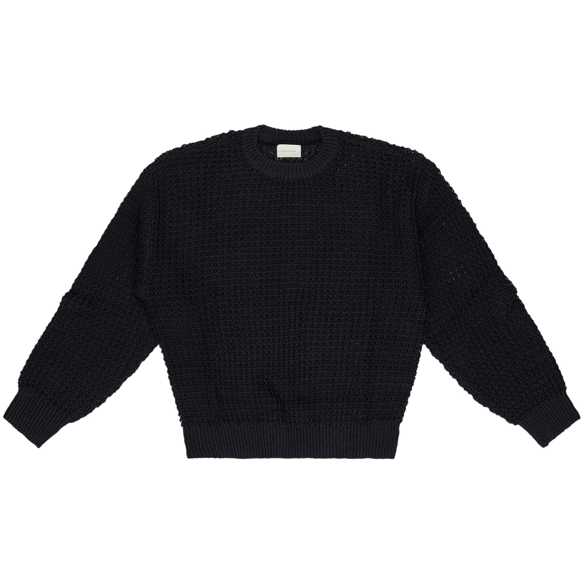 Pre-owned Aimé Leon Dore Loose Knit Waffle Crewneck Sweater 'black' | Men's Size L