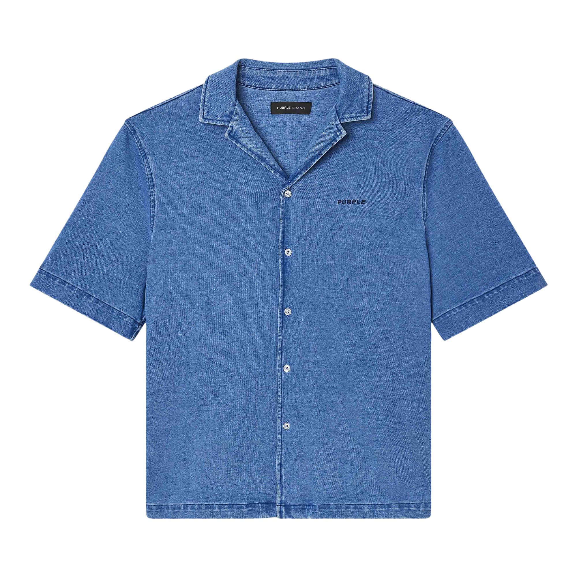 Pre-owned Purple Brand Knit Camp Shirt 'blue' | Men's Size L