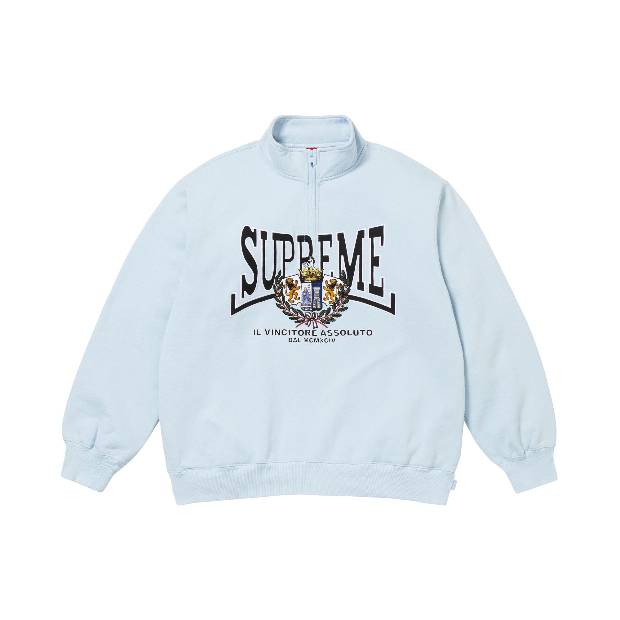Pre-owned Supreme Crest Appliqué Half Zip Pullover 'light Blue' | Men's Size M