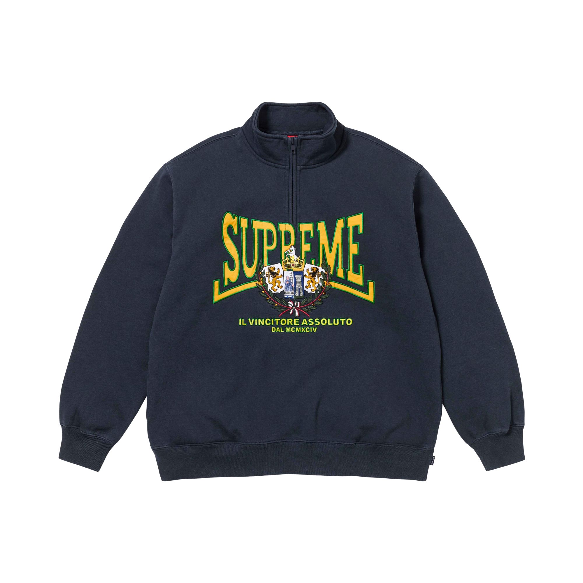 Pre-owned Supreme Crest Appliqué Half Zip Pullover 'navy' | Blue | Men's Size Xl