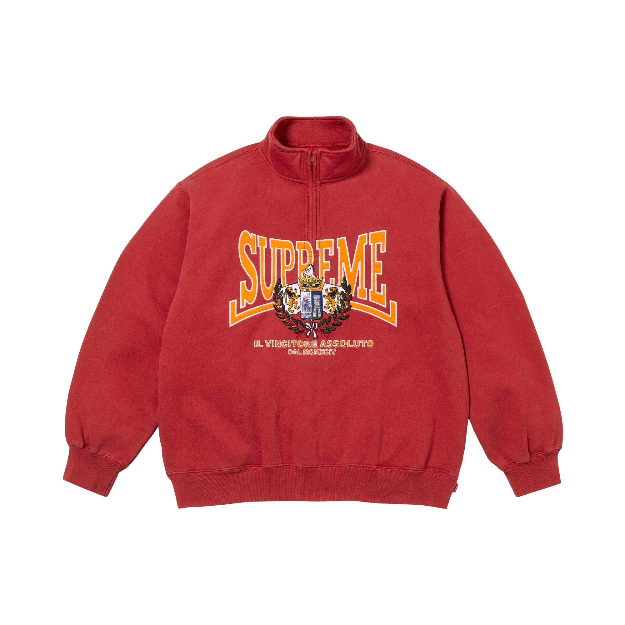 Pre-owned Supreme Crest Appliqué Half Zip Pullover 'dark Red' | Men's Size S
