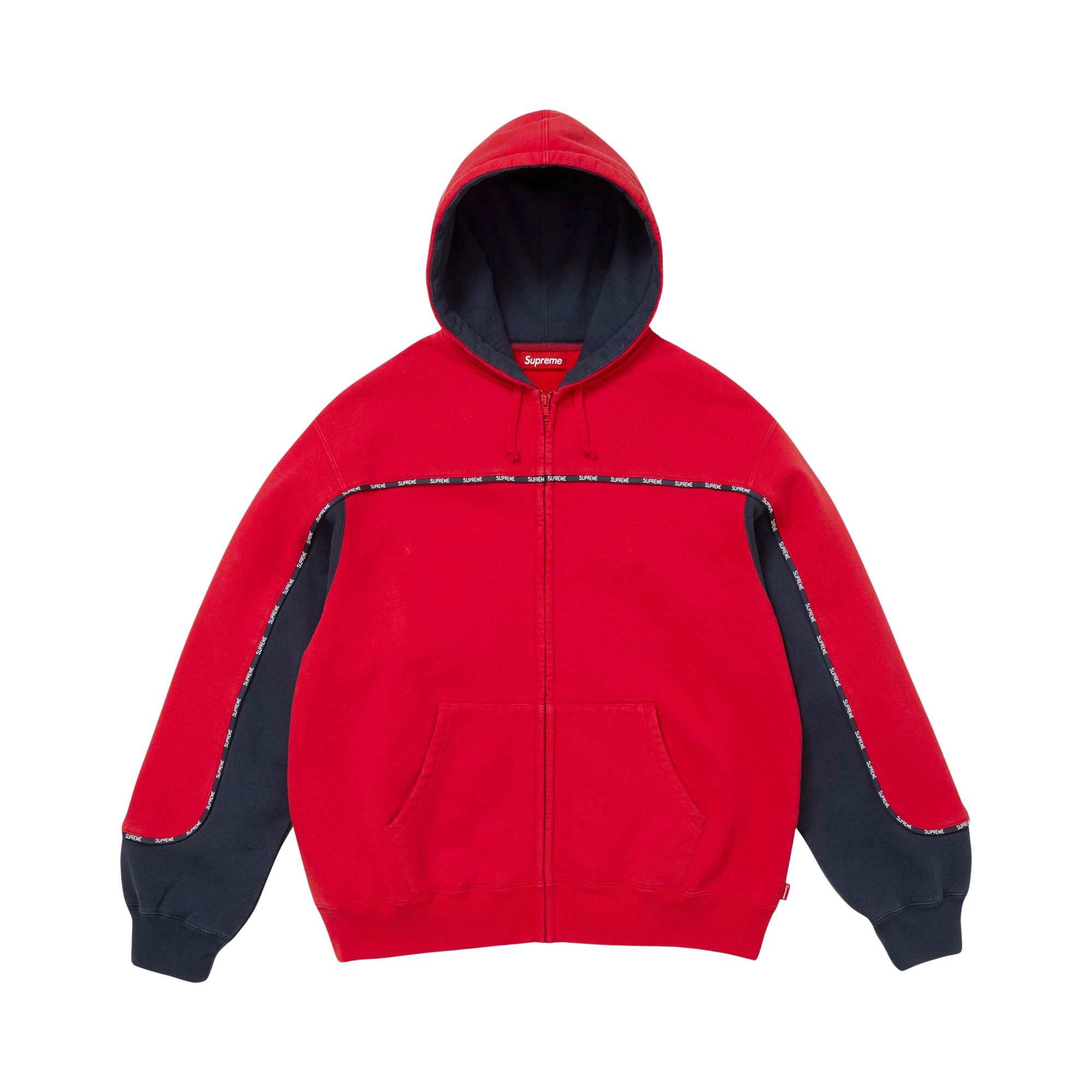 Pre-owned Supreme Piping Zip Up Hooded Sweatshirt 'red' | Men's Size S