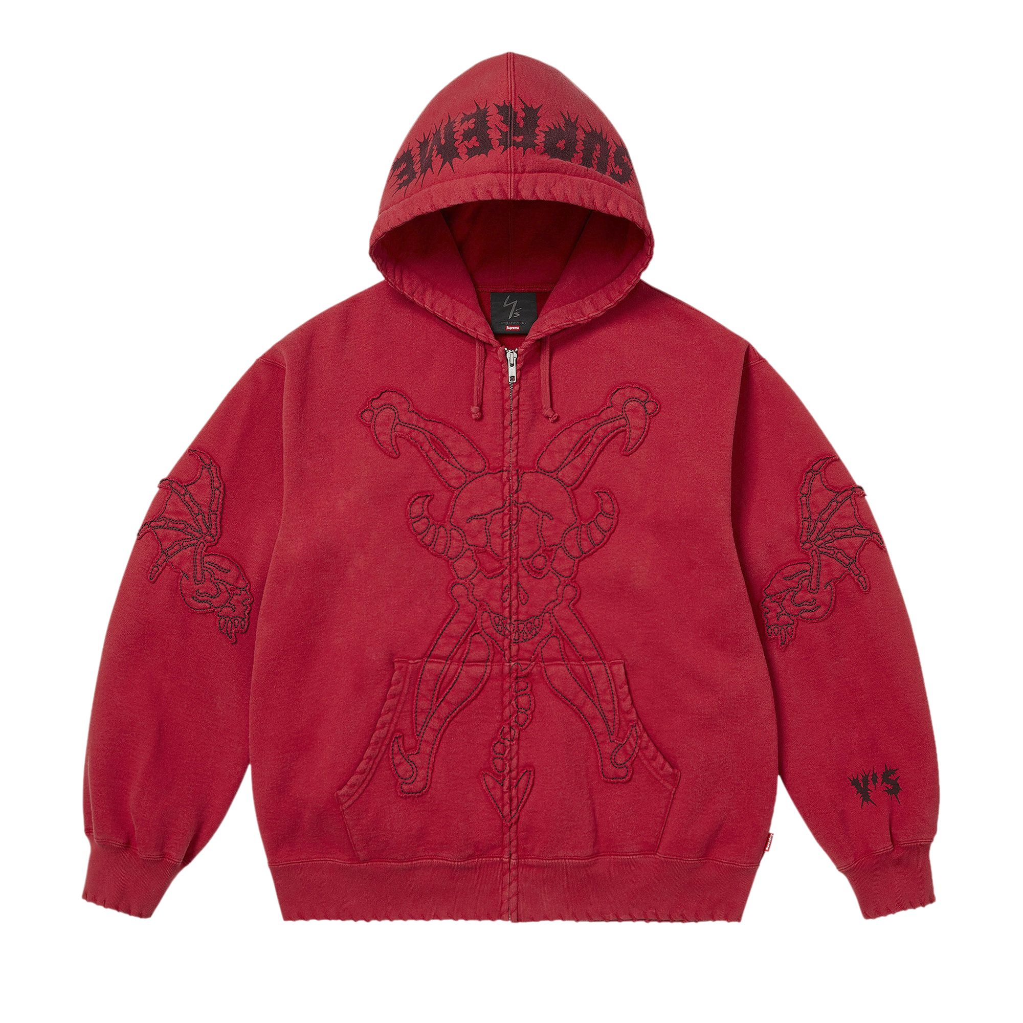 Pre-owned Supreme X Y's Zip Up Hooded Sweatshirt 'washed Red' | Men's Size M