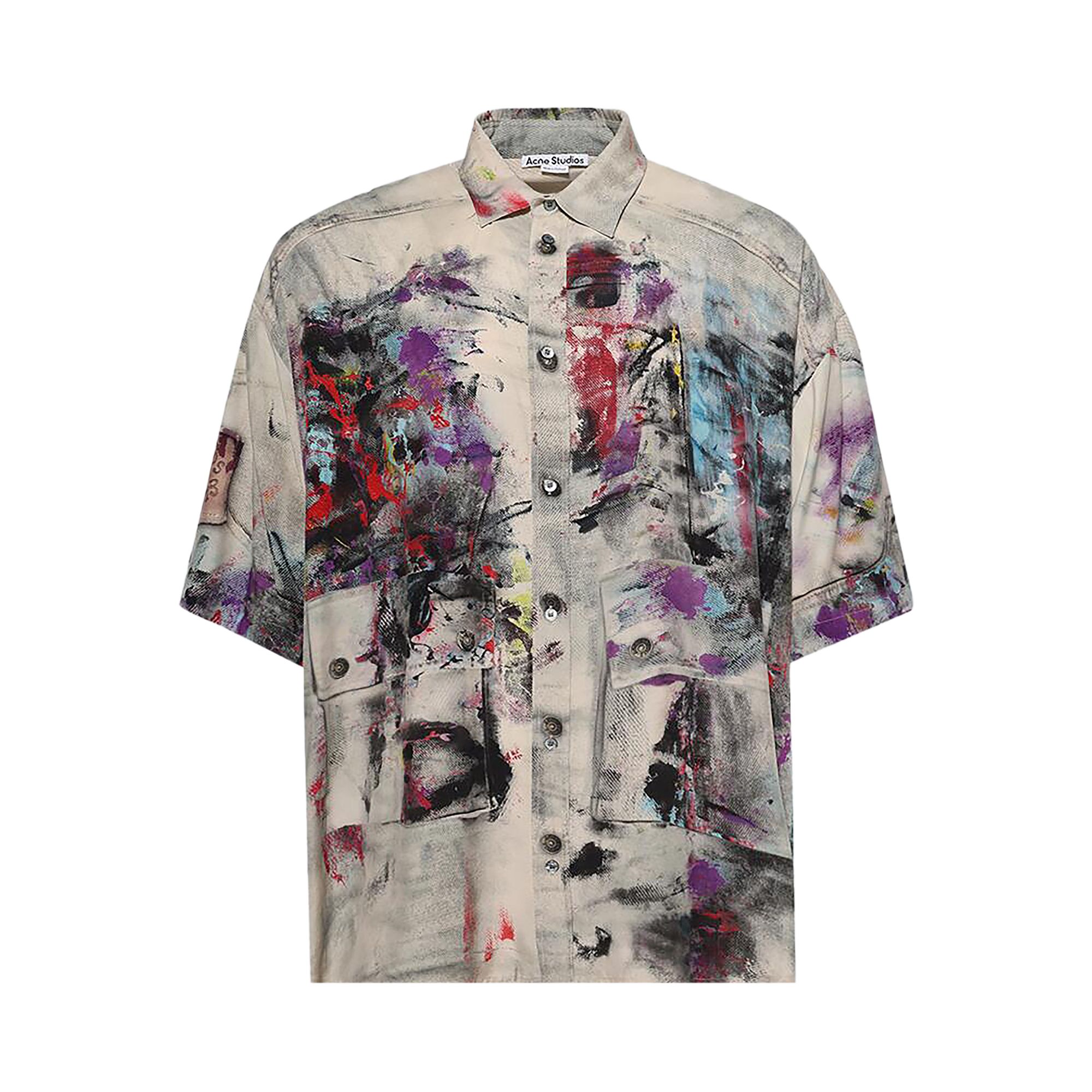 Pre-owned Acne Studios Button-up Shirt Printed 'bho White' | Men's Size 50