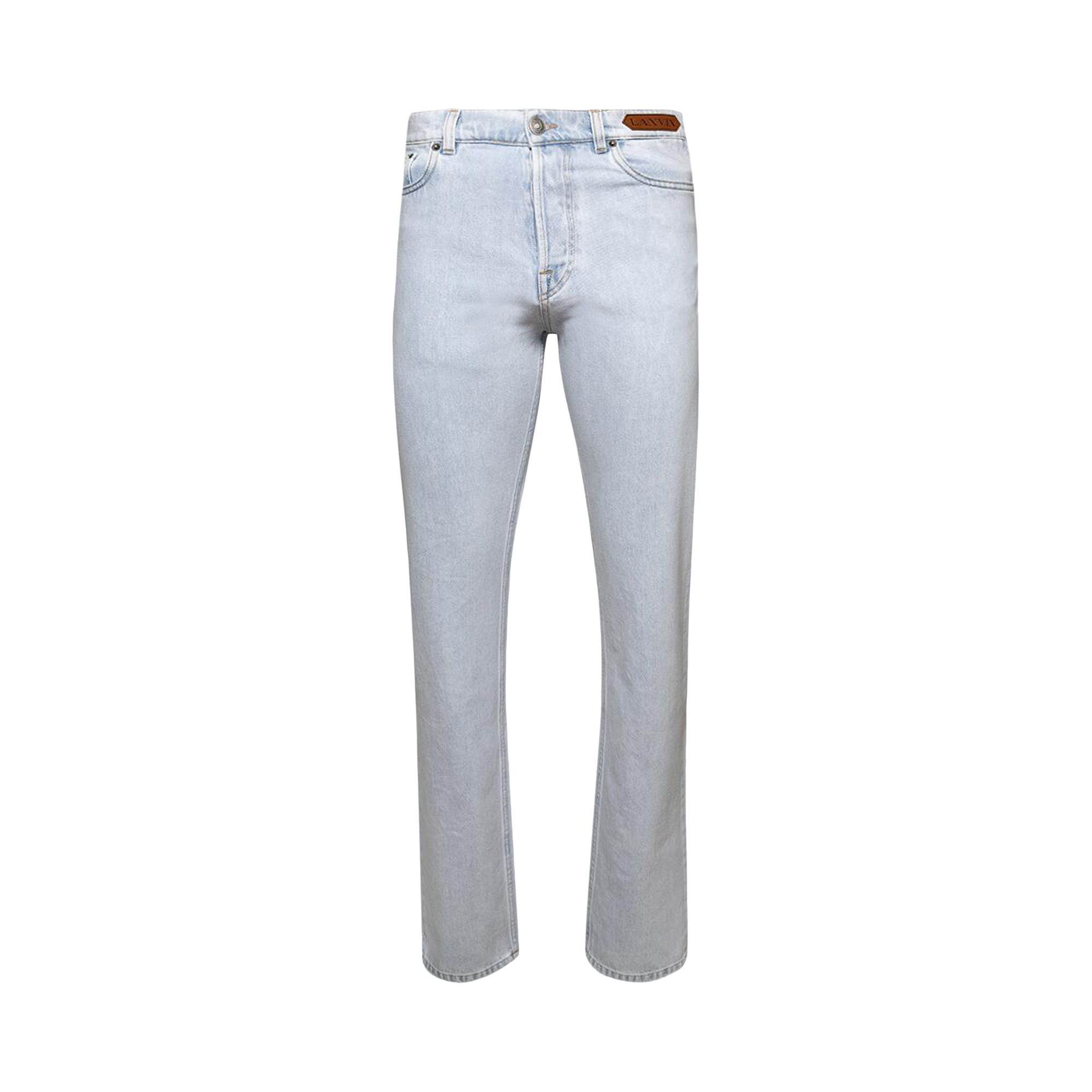 Pre-owned Lanvin Denim Regular Trousers 'light Blue' | Men's Size 54