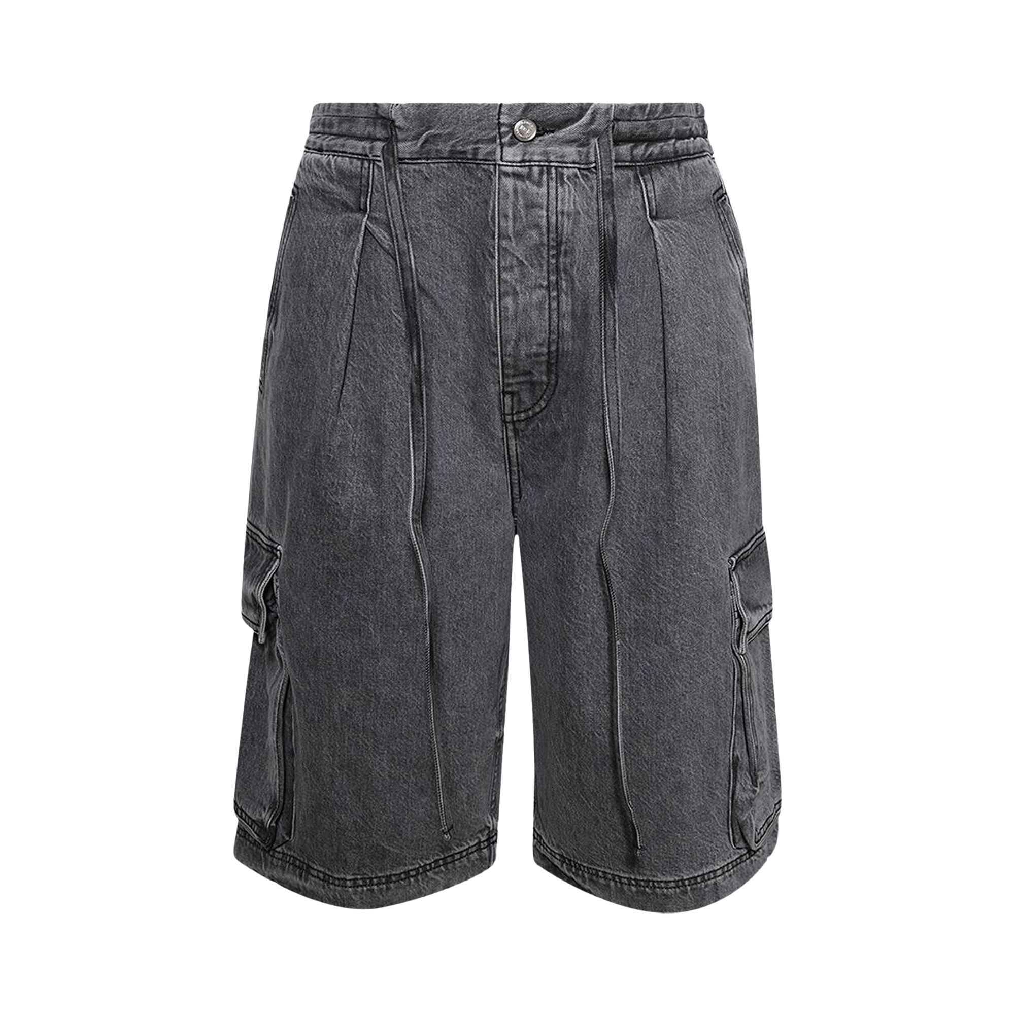 Pre-owned Nahmias Washed Pleated Cargo Shorts 'grey Wash' | Men's Size Xl In Gray