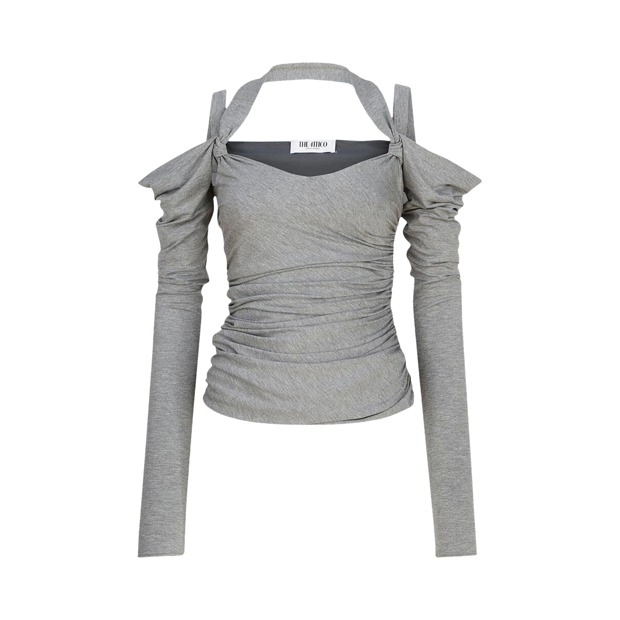 Pre-owned Attico Long-sleeve Top 'light Melange Grey' | Women's Size 40 In Gray