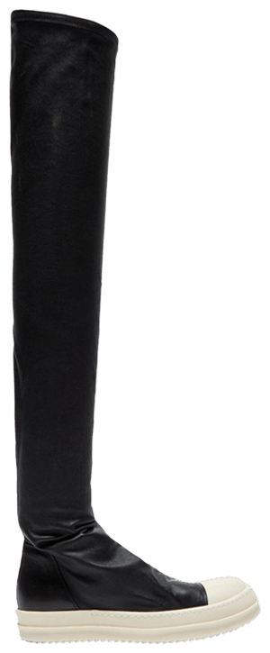 Rick Owens Wmns Stivali Pelle High Stocking Sneaks Black Milk
