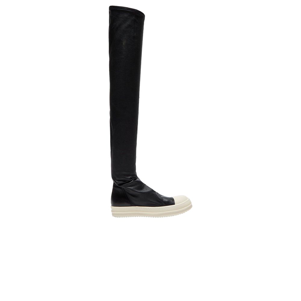 Pre-owned Rick Owens Wmns Stivali Pelle High Stocking Sneaks 'black Milk' | Women's Size 37.5