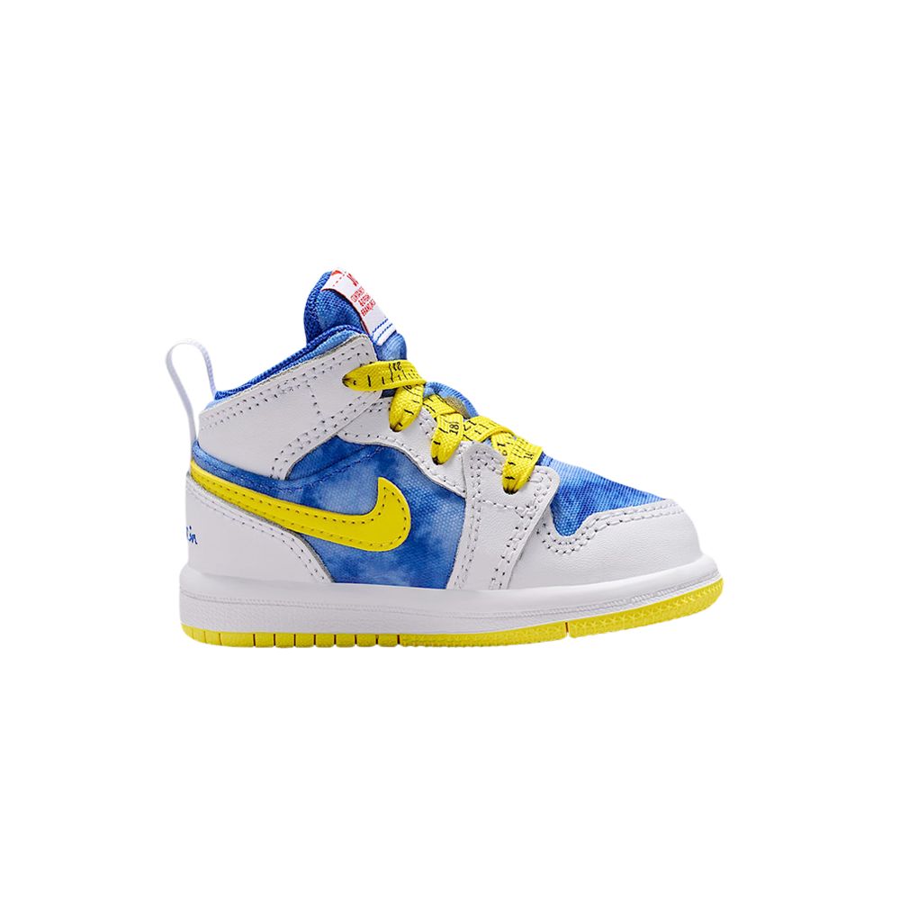 Jordan 1 Mid TD ' White Opti Yellow' | Blue | Infant Size 9 - FZ3944-100