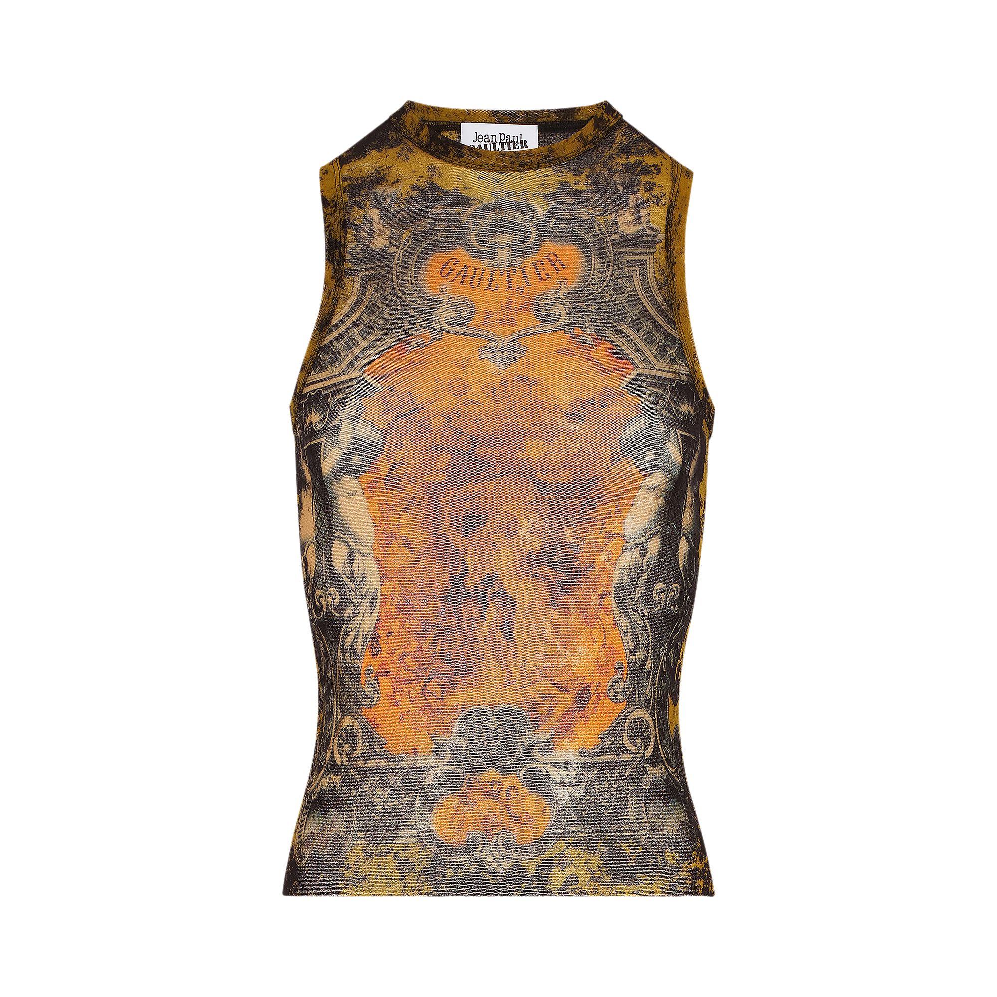 Pre-owned Jean Paul Gaultier Médaillon Tank Top 'black/vintage Blue/green' | Women's Size S