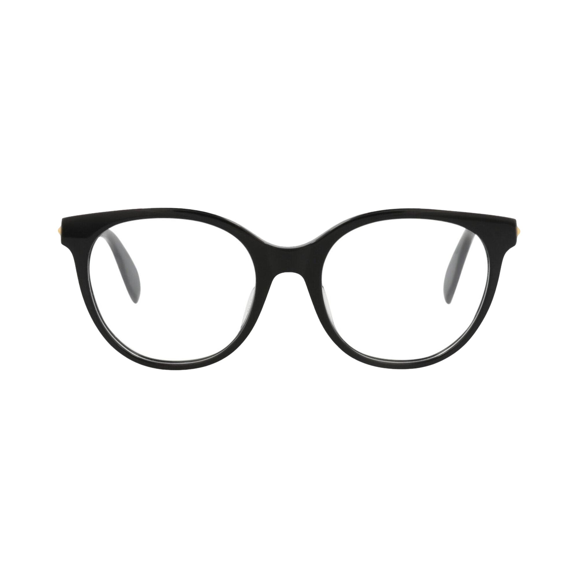 Pre-owned Alexander Mcqueen Round-frame Acetate Optical Frames 'black Transparent' | Women's Size Onesize
