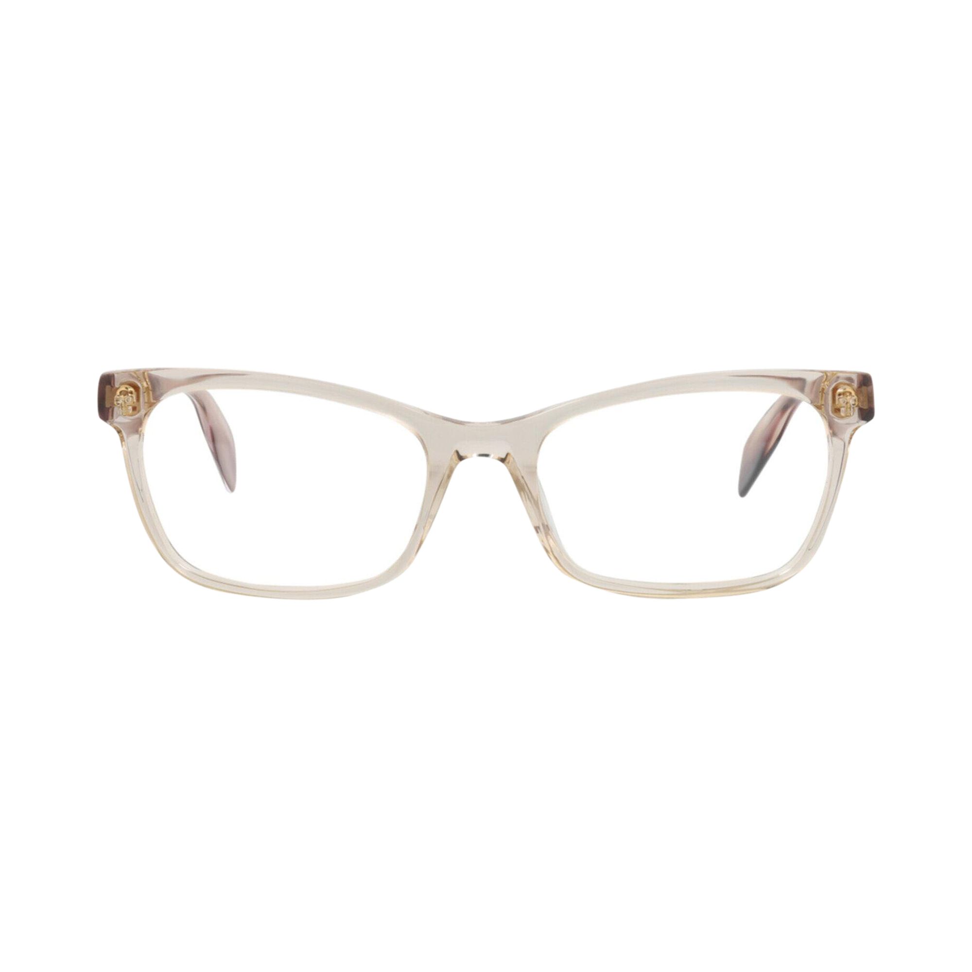 Pre-owned Alexander Mcqueen Square-frame Acetate Optical Frames 'pink Avana Transparent' | Women's Size Onesiz