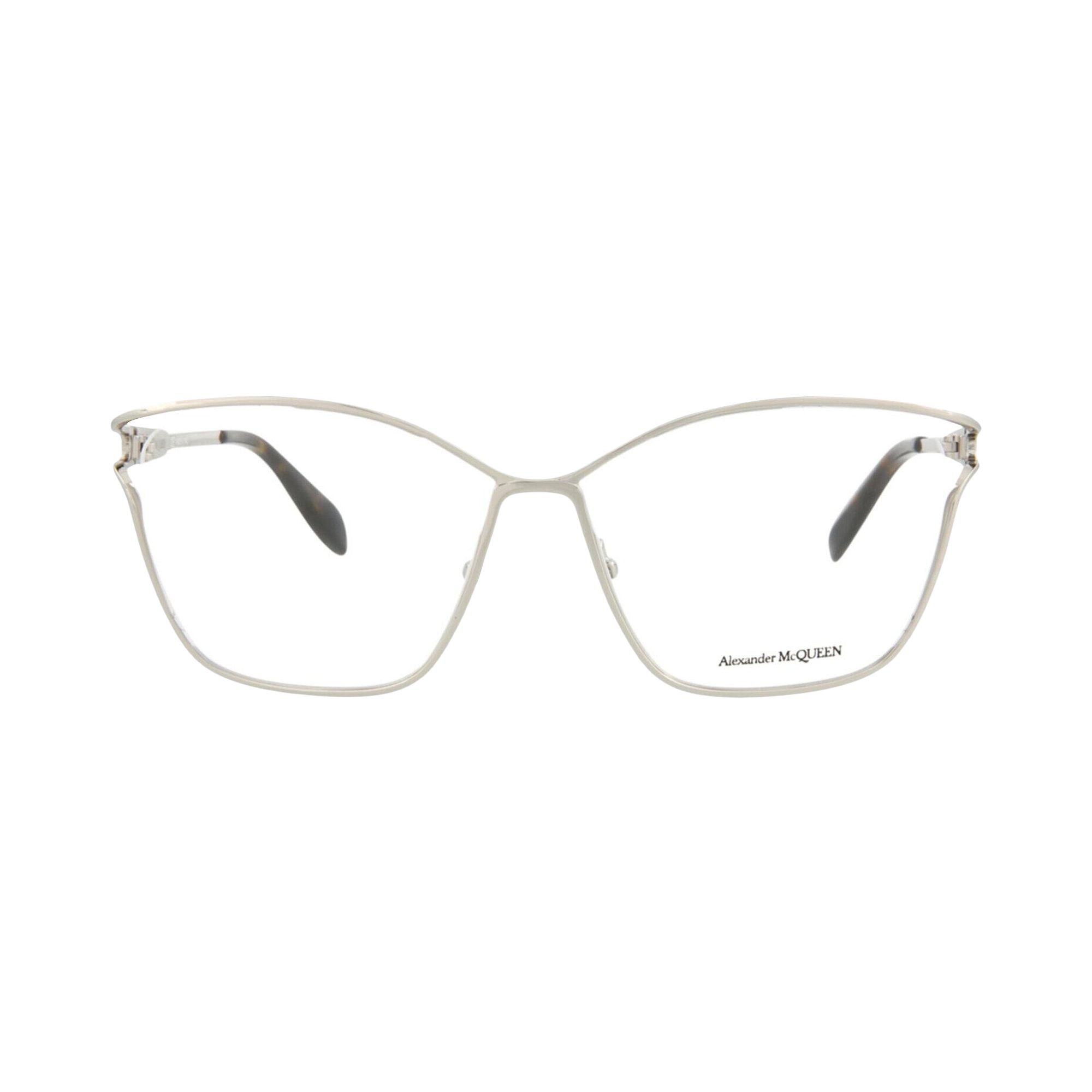 Pre-owned Alexander Mcqueen Cat Eye-frame Metal Optical Frames 'silver Transparent' | Women's Size Onesize