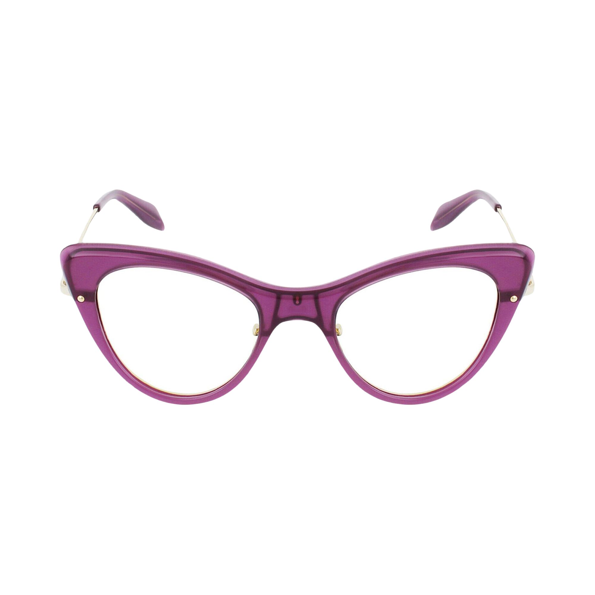 Pre-owned Alexander Mcqueen Cat Eye-frame Acetate Optical Frames 'violet Gold Transparent' | Purple | Women's