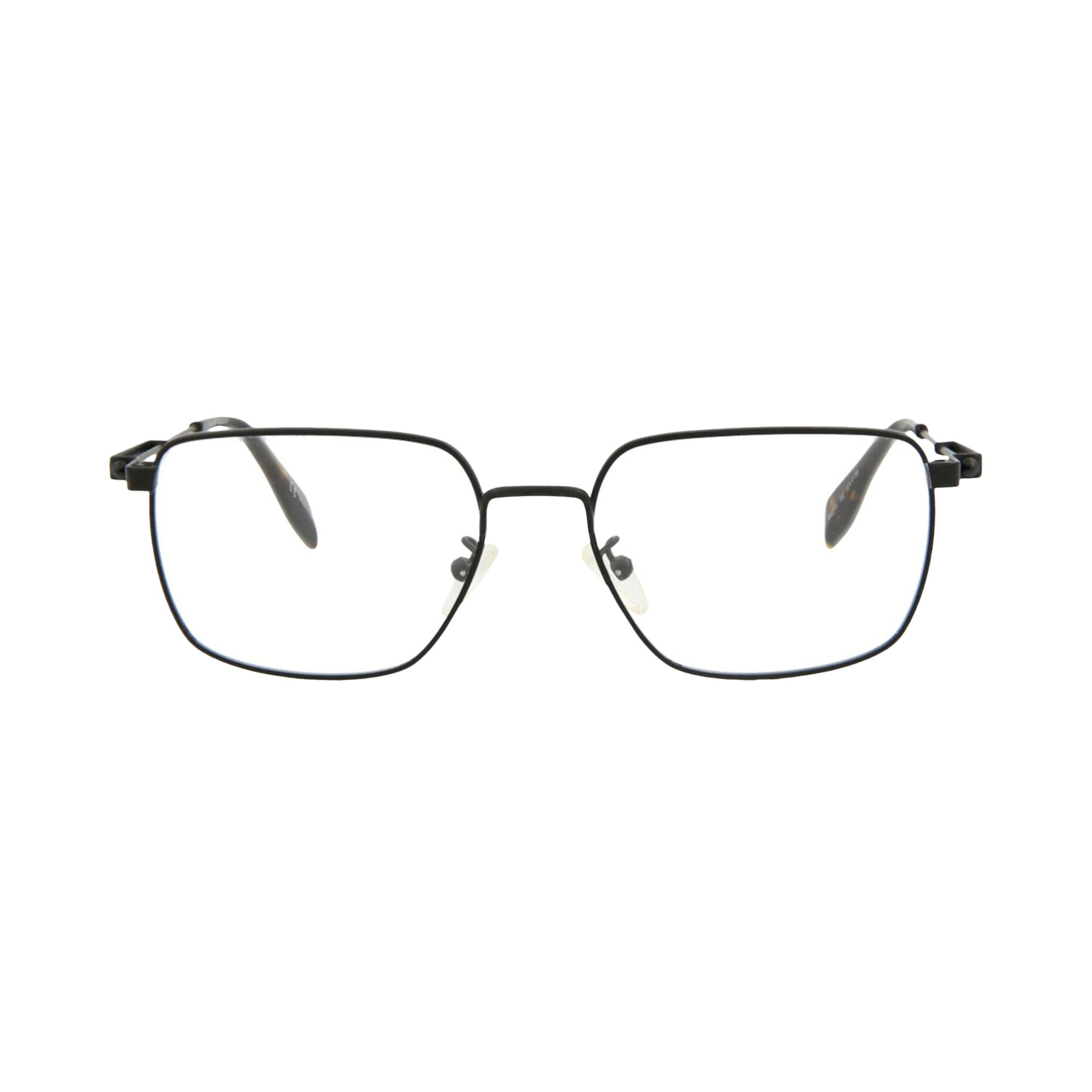 Pre-owned Alexander Mcqueen Square-frame Metal Optical Frames 'black Transparent' | Men's Size Onesize