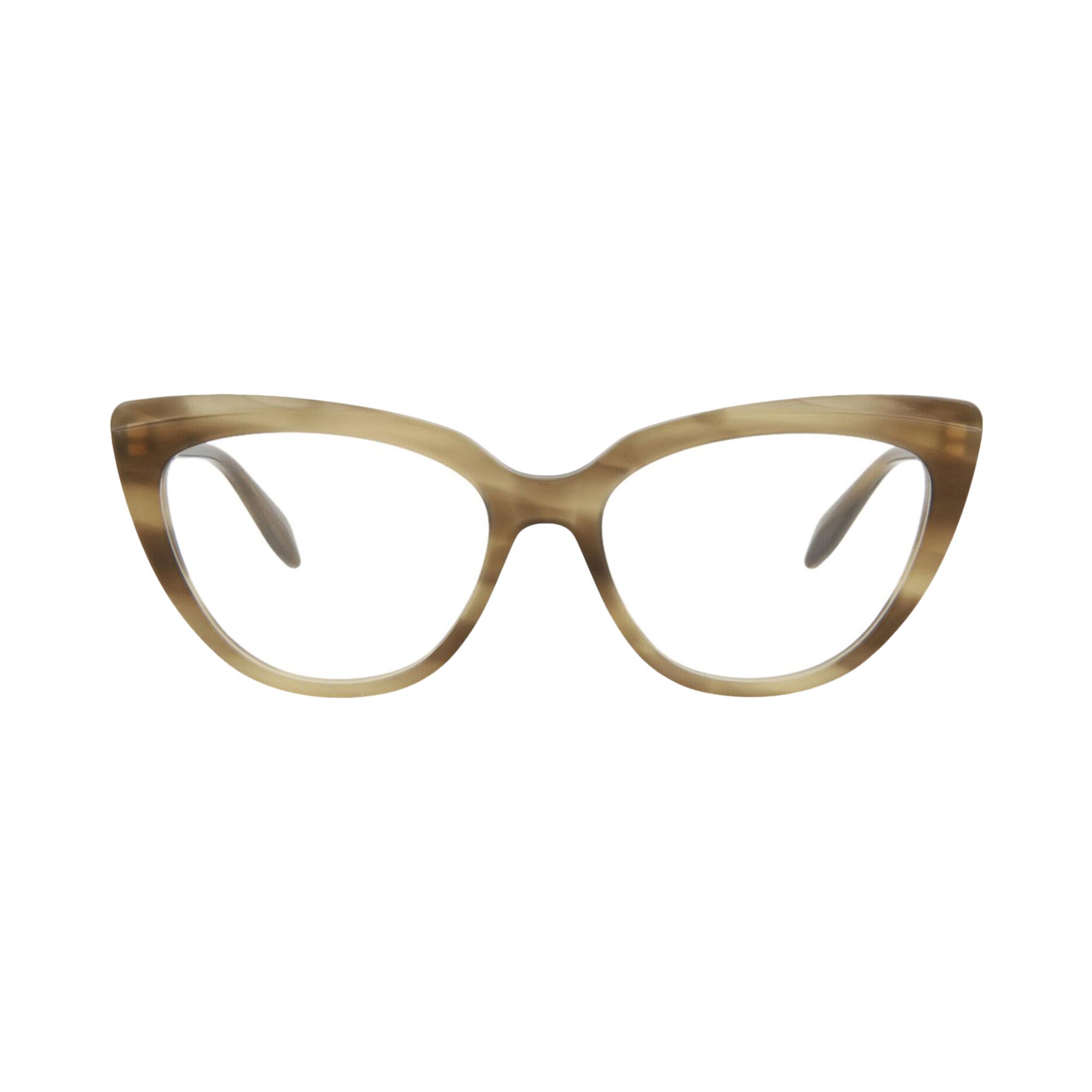 Pre-owned Alexander Mcqueen Cat Eye-frame Acetate Optical Frames 'havana Transparent' | Multi-color | Women's