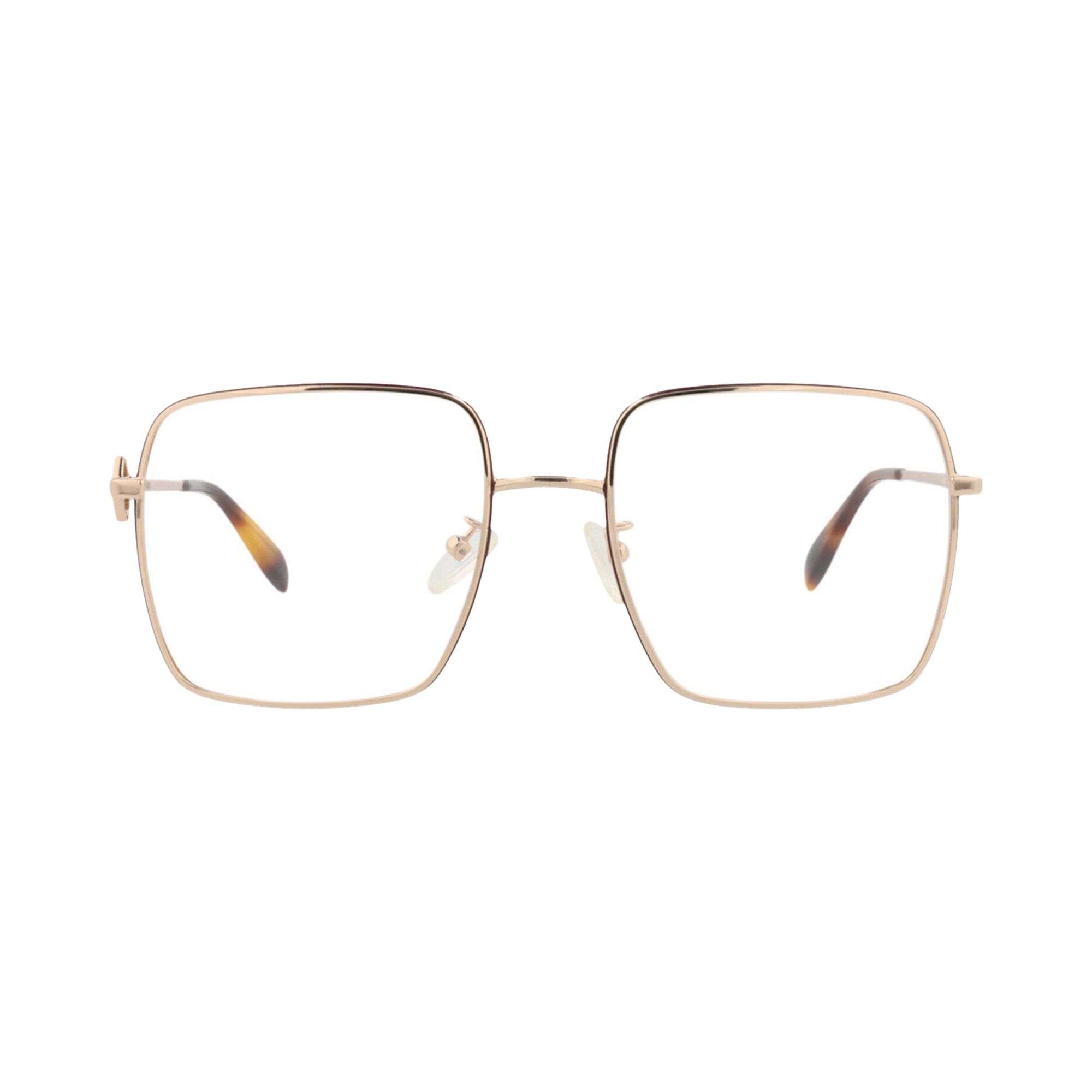 Pre-owned Alexander Mcqueen Square-frame Metal Optical Frames 'gold Transparent' | Women's Size Onesize