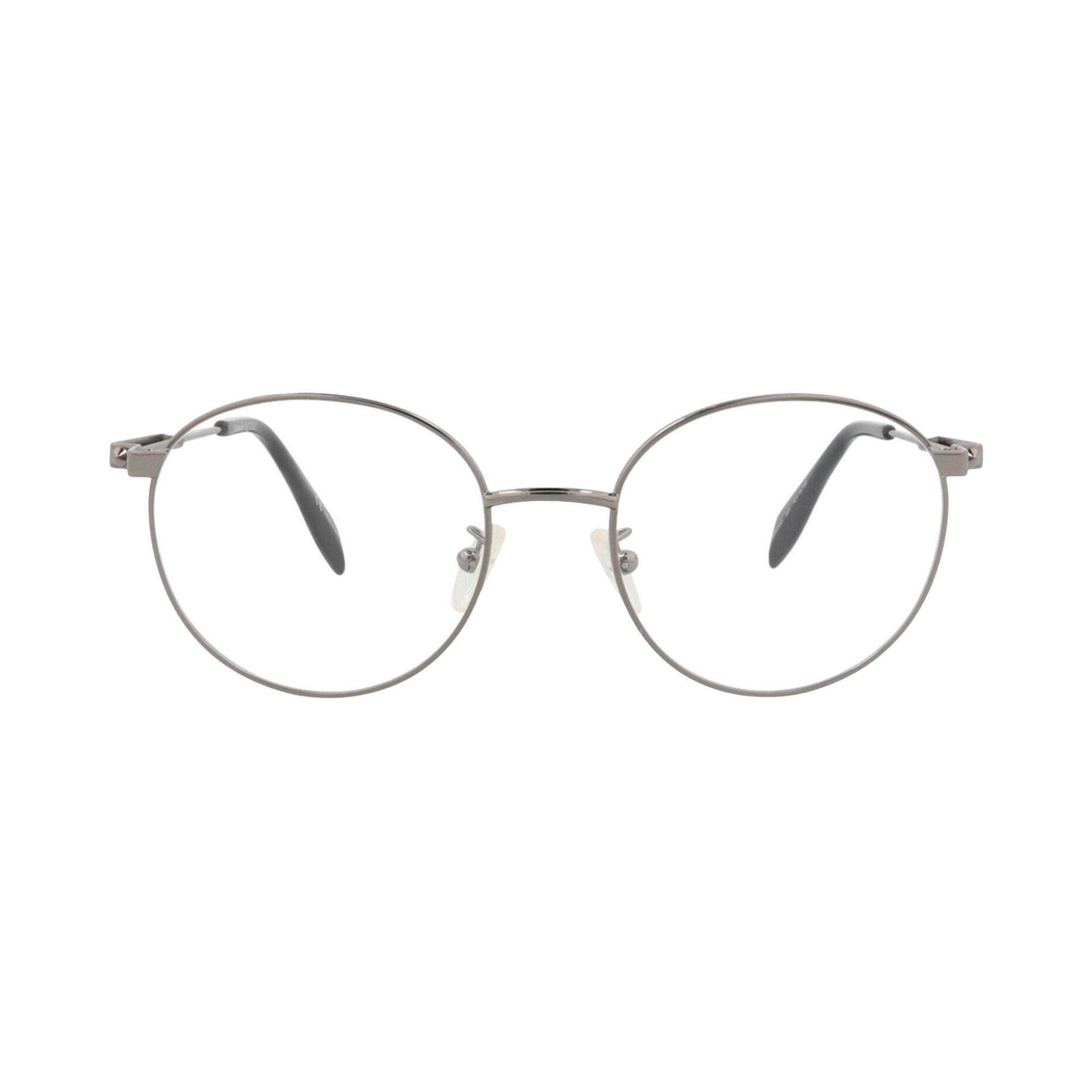 Pre-owned Alexander Mcqueen Round-frame Metal Optical Frames 'ruthenium Transparent' | Multi-color | Men's Siz