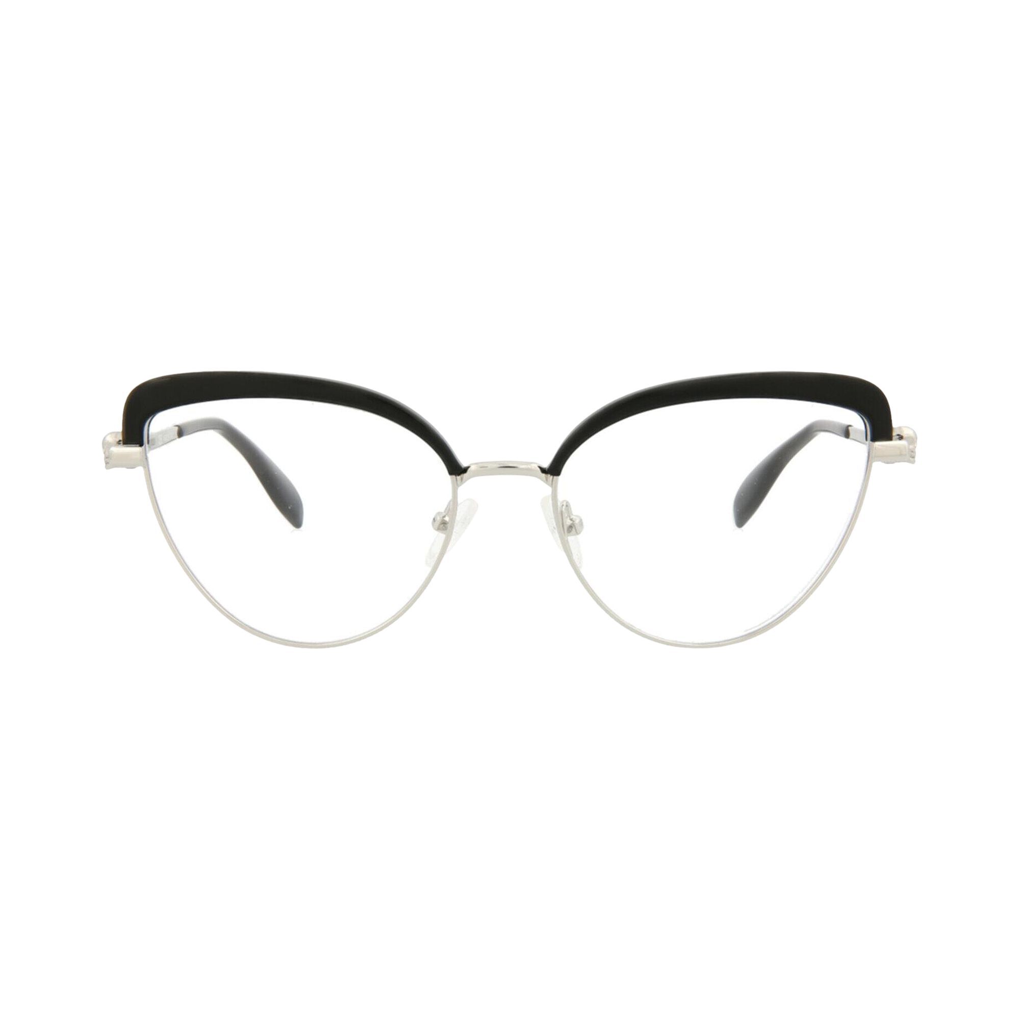 Pre-owned Alexander Mcqueen Cat Eye-frame Metal Optical Frames 'silver Transparent' | Women's Size Onesize